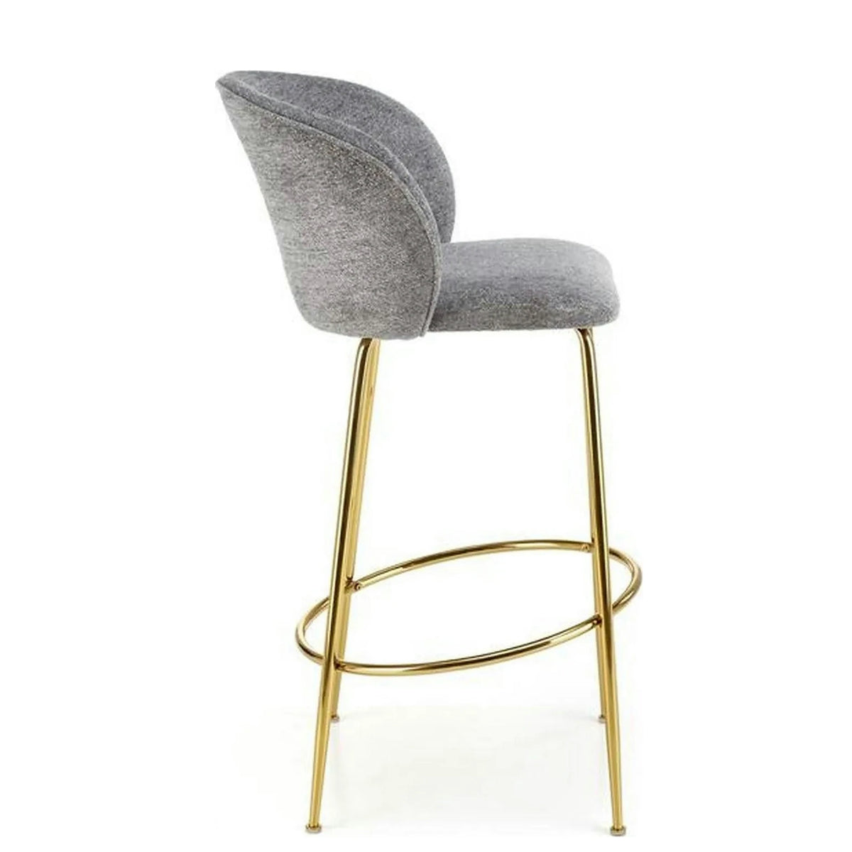 Scaun bar H116, gri/auriu, stofa bucle/otel, 50x59x101 cm