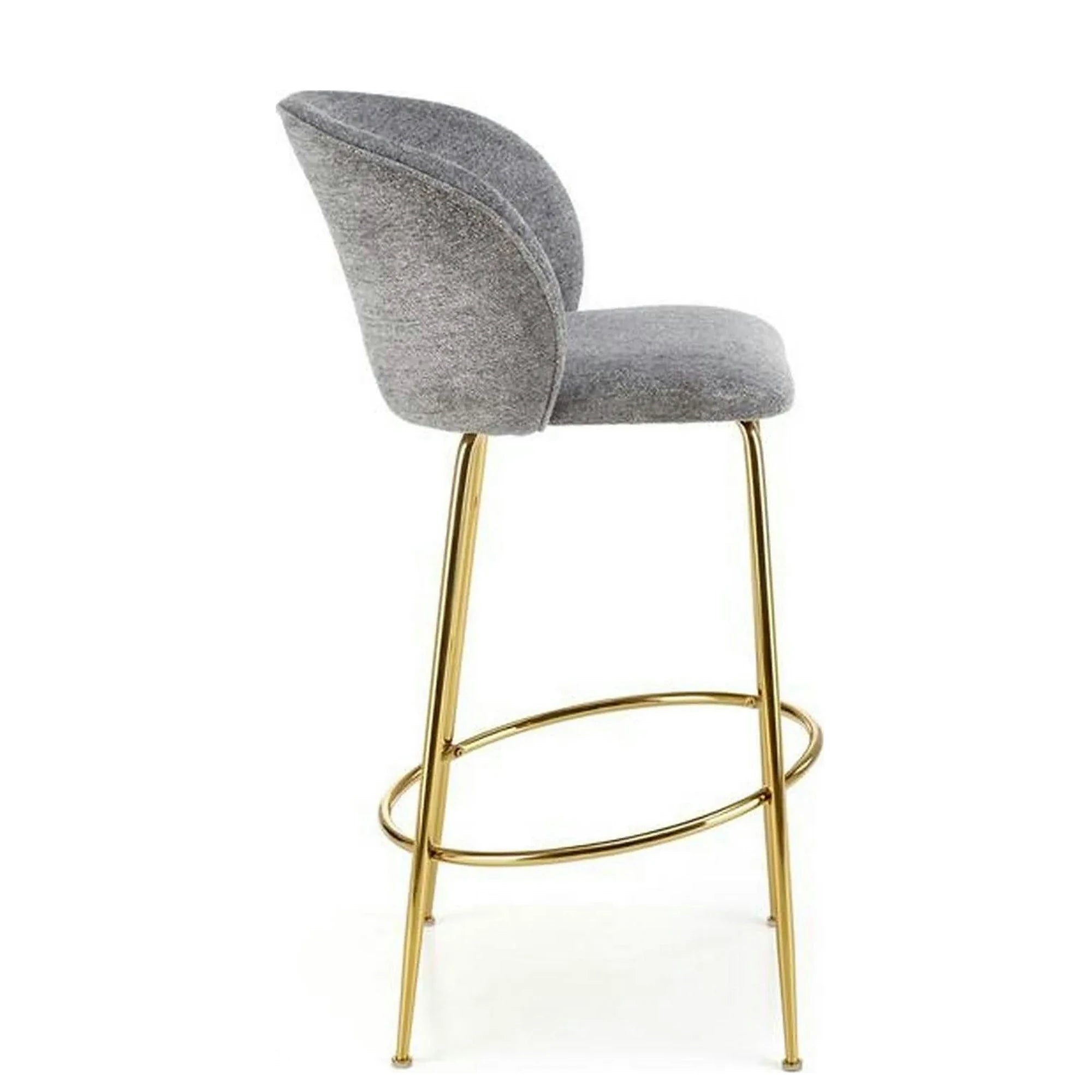 Scaun bar H116, gri/auriu, stofa bucle/otel, 50x59x101 cm