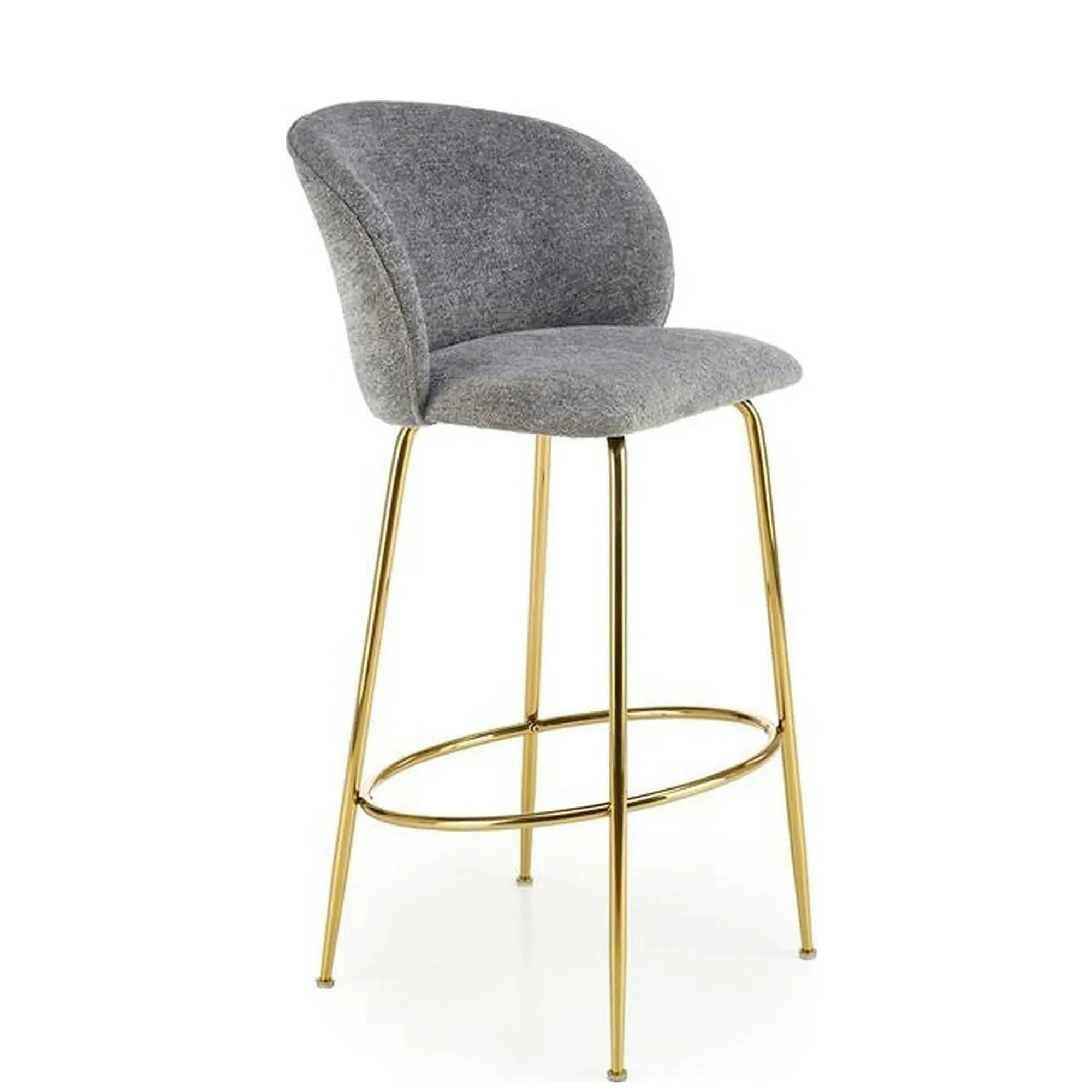 Scaun bar H116, gri/auriu, stofa bucle/otel, 50x59x101 cm