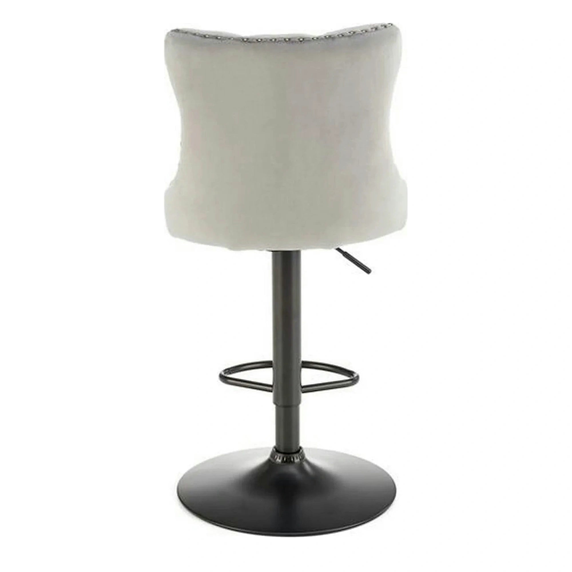 Scaun bar H117, gri/negru, stofa catifelata/otel, 47x52x96/118 cm