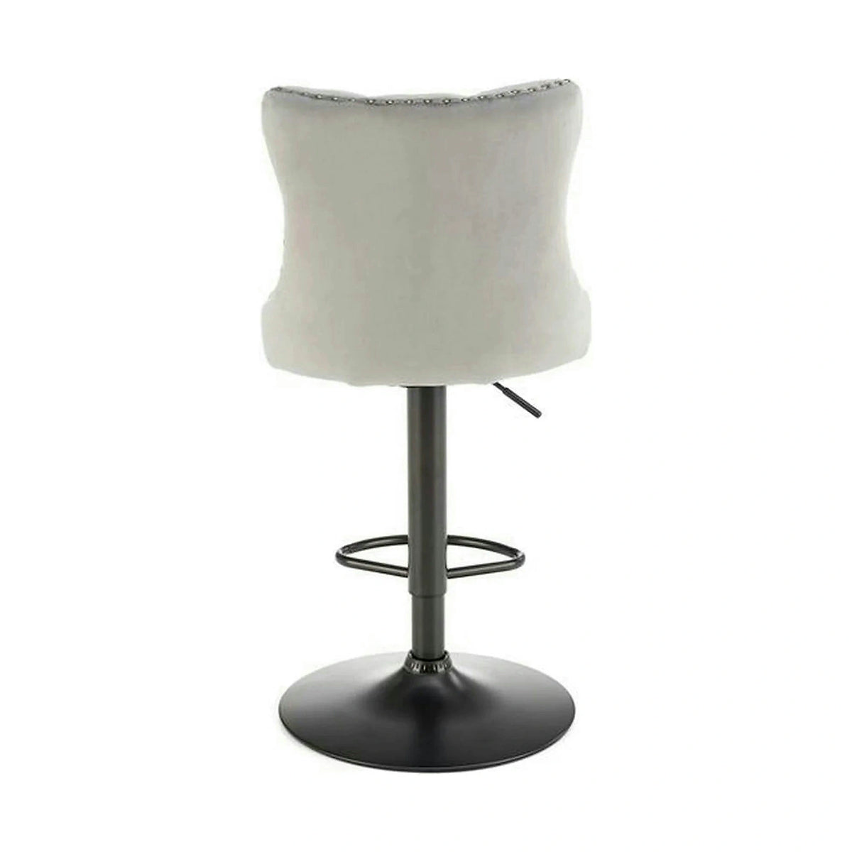 Scaun bar H117, gri/negru, stofa catifelata/otel, 47x52x96/118 cm