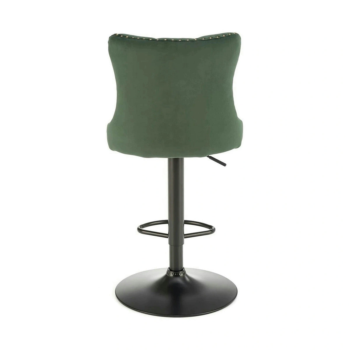 Scaun bar H117, verde/negru, stofa catifelata/otel, 47x52x96/118 cm