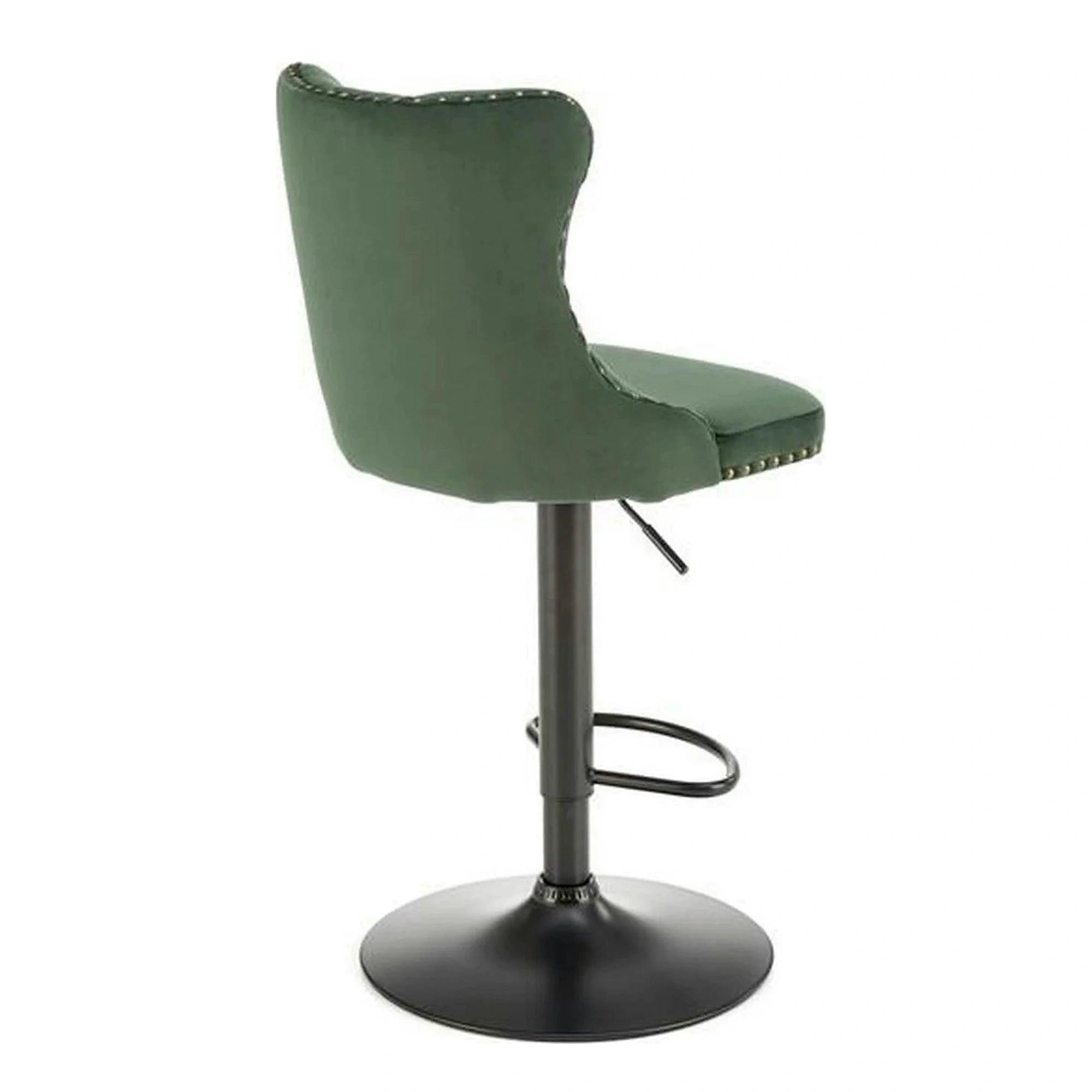Scaun bar H117, verde/negru, stofa catifelata/otel, 47x52x96/118 cm