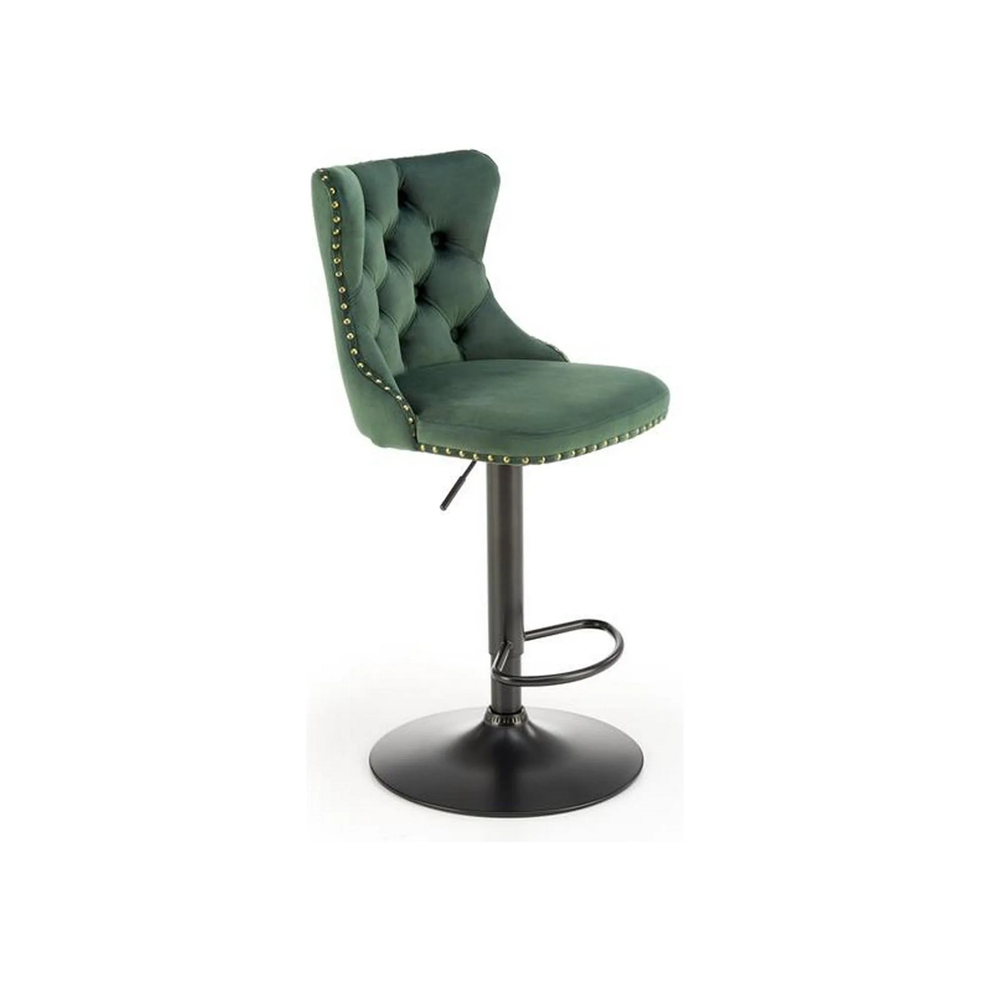 Scaun bar H117, verde/negru, stofa catifelata/otel, 47x52x96/118 cm