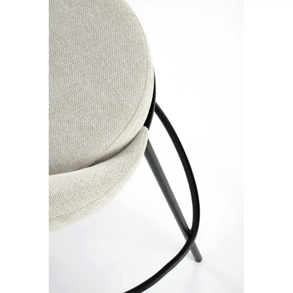 Scaun bar H118, bej deschis/negru, stofa clasica/otel, 53x57x90 cm