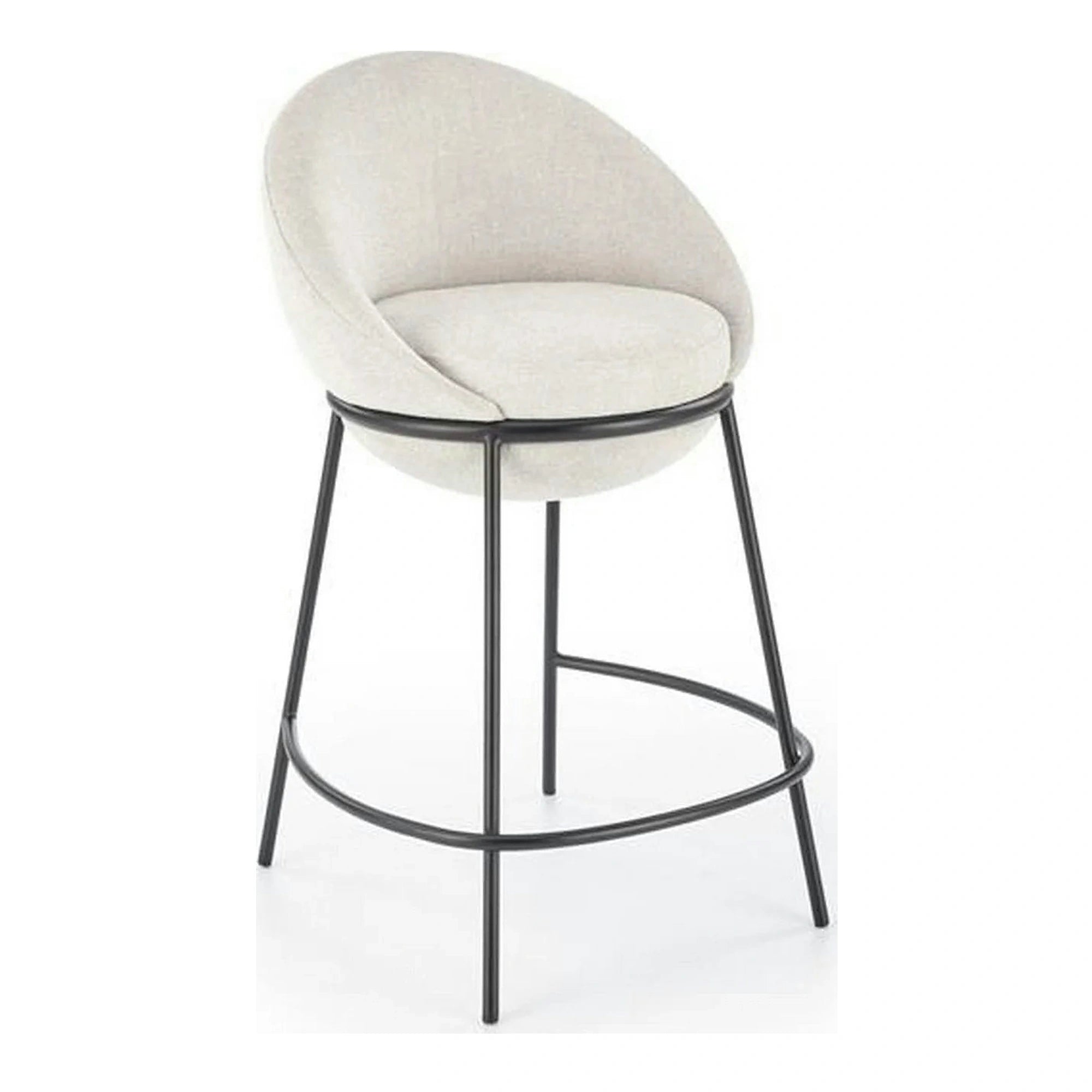 Scaun bar H118, bej deschis/negru, stofa clasica/otel, 53x57x90 cm