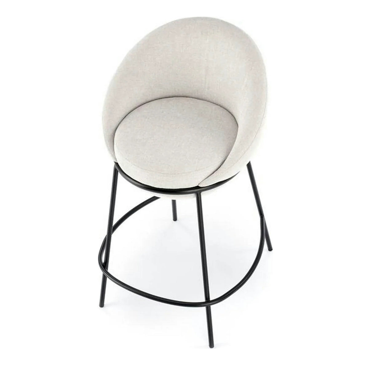 Scaun bar H118, bej deschis/negru, stofa clasica/otel, 53x57x90 cm