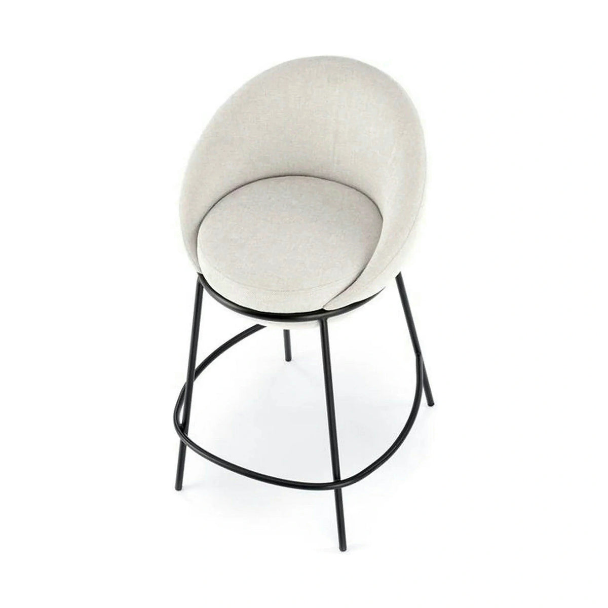 Scaun bar H118, bej deschis/negru, stofa clasica/otel, 53x57x90 cm