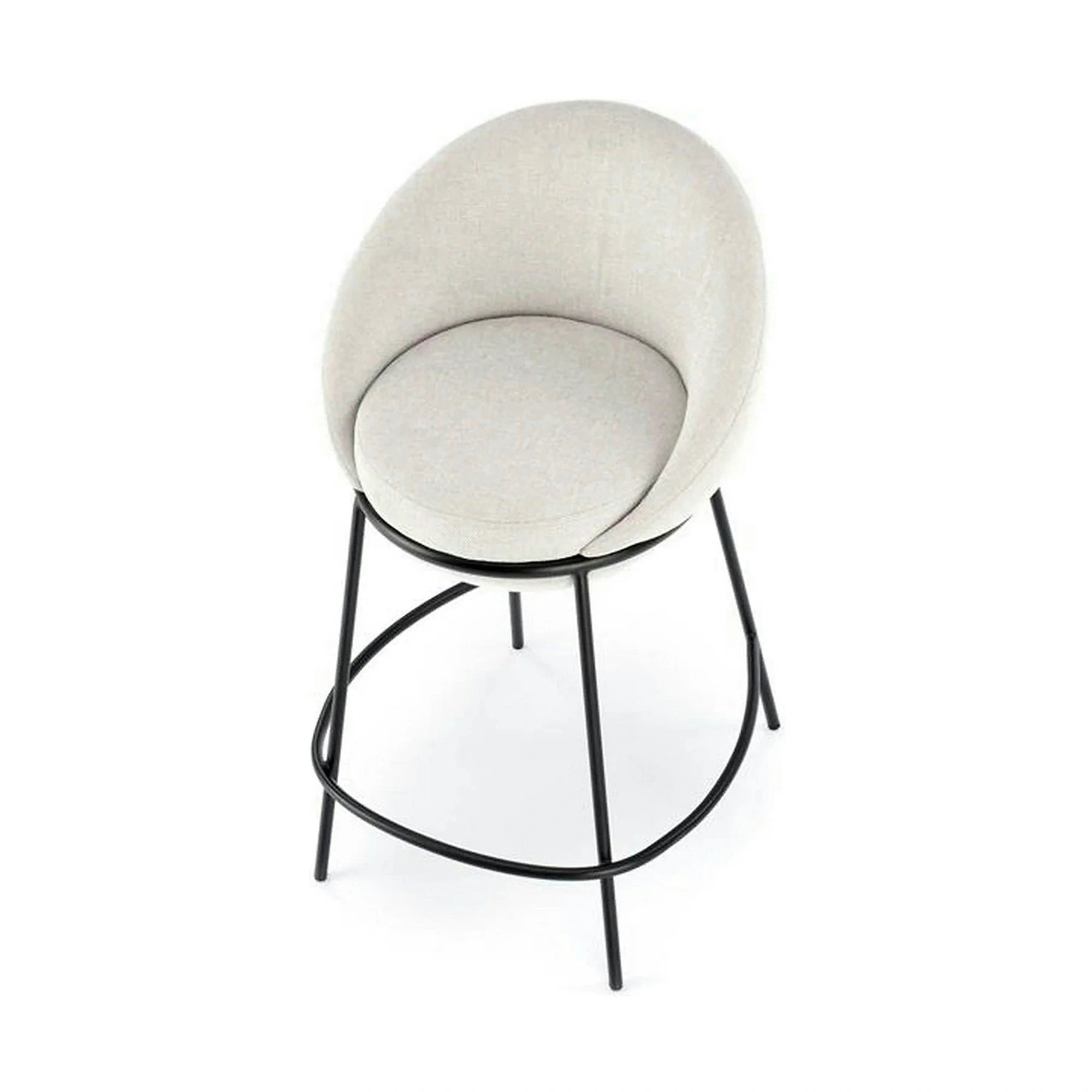 Scaun bar H118, bej deschis/negru, stofa clasica/otel, 53x57x90 cm