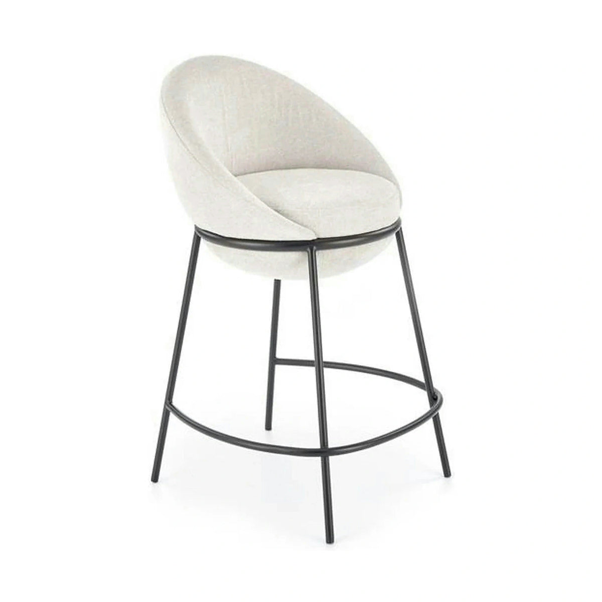 Scaun bar H118, bej deschis/negru, stofa clasica/otel, 53x57x90 cm