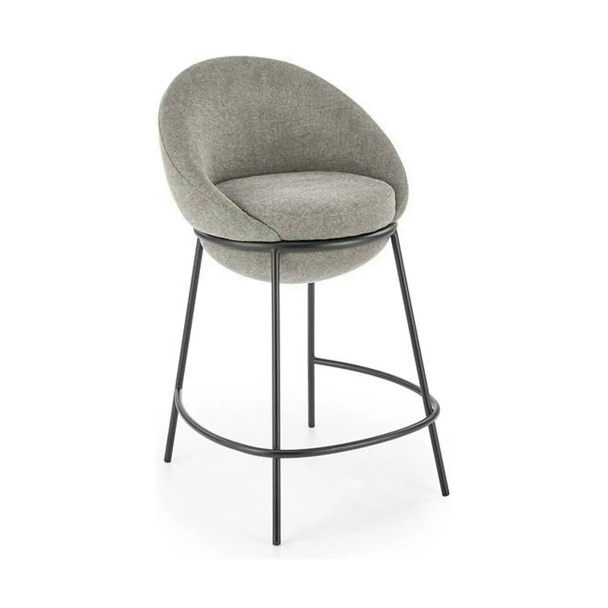 Scaun bar H118, gri/negru, stofa clasica/otel, 53x57x90 cm