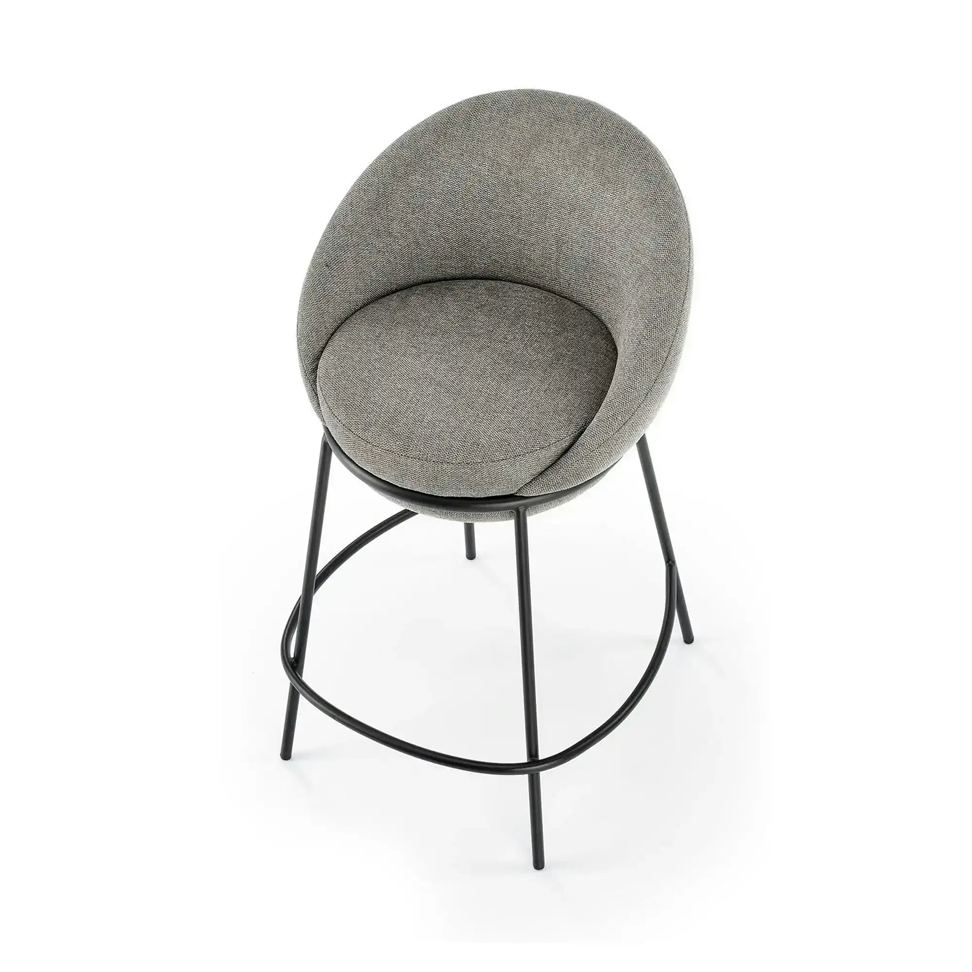 Scaun bar H118, gri/negru, stofa clasica/otel, 53x57x90 cm