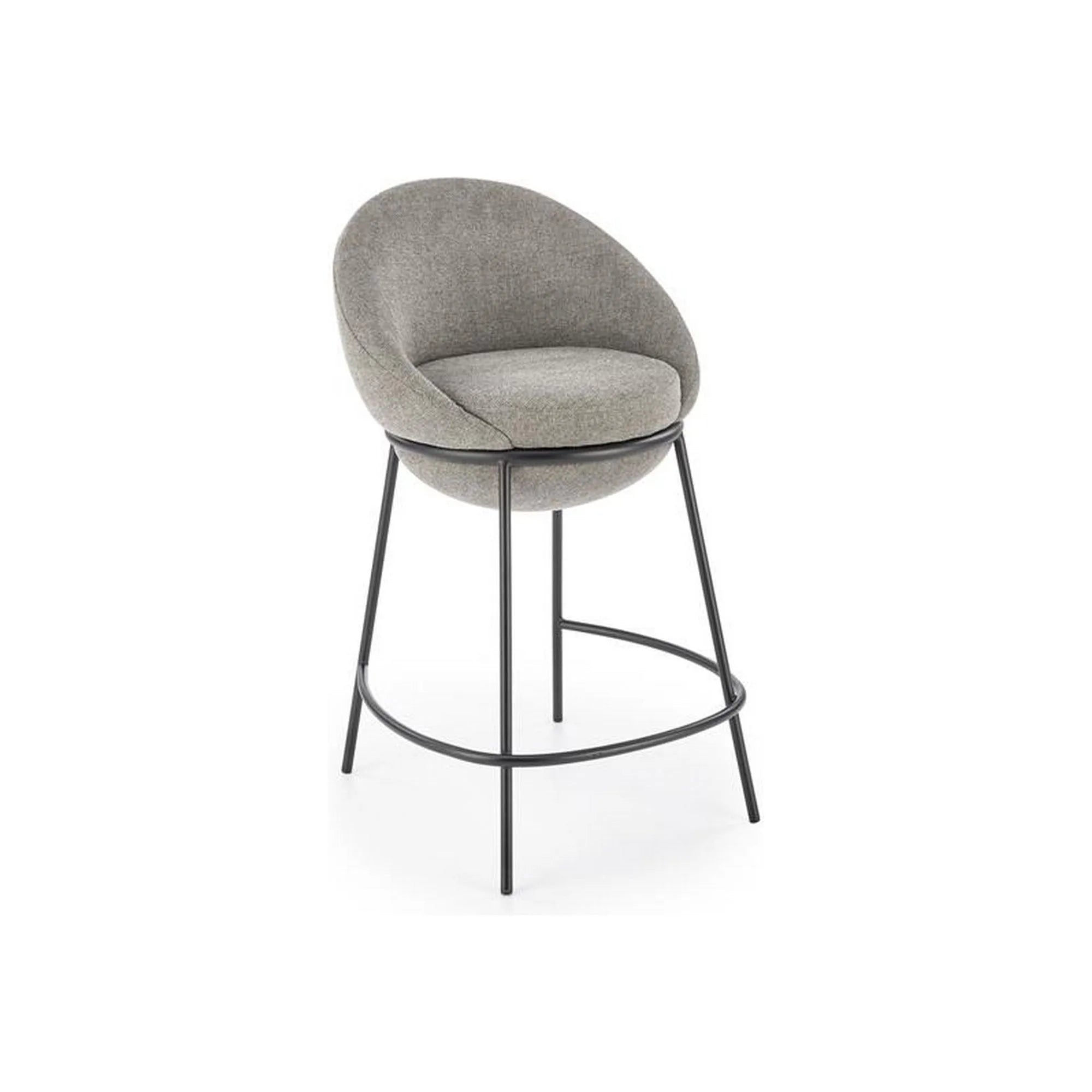 Scaun bar H118, gri/negru, stofa clasica/otel, 53x57x90 cm