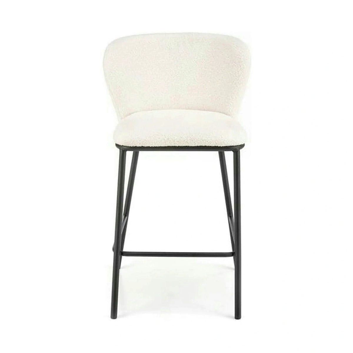 Scaun bar H119, crem/negru, stofa buclata/otel, 54x53x92 cm