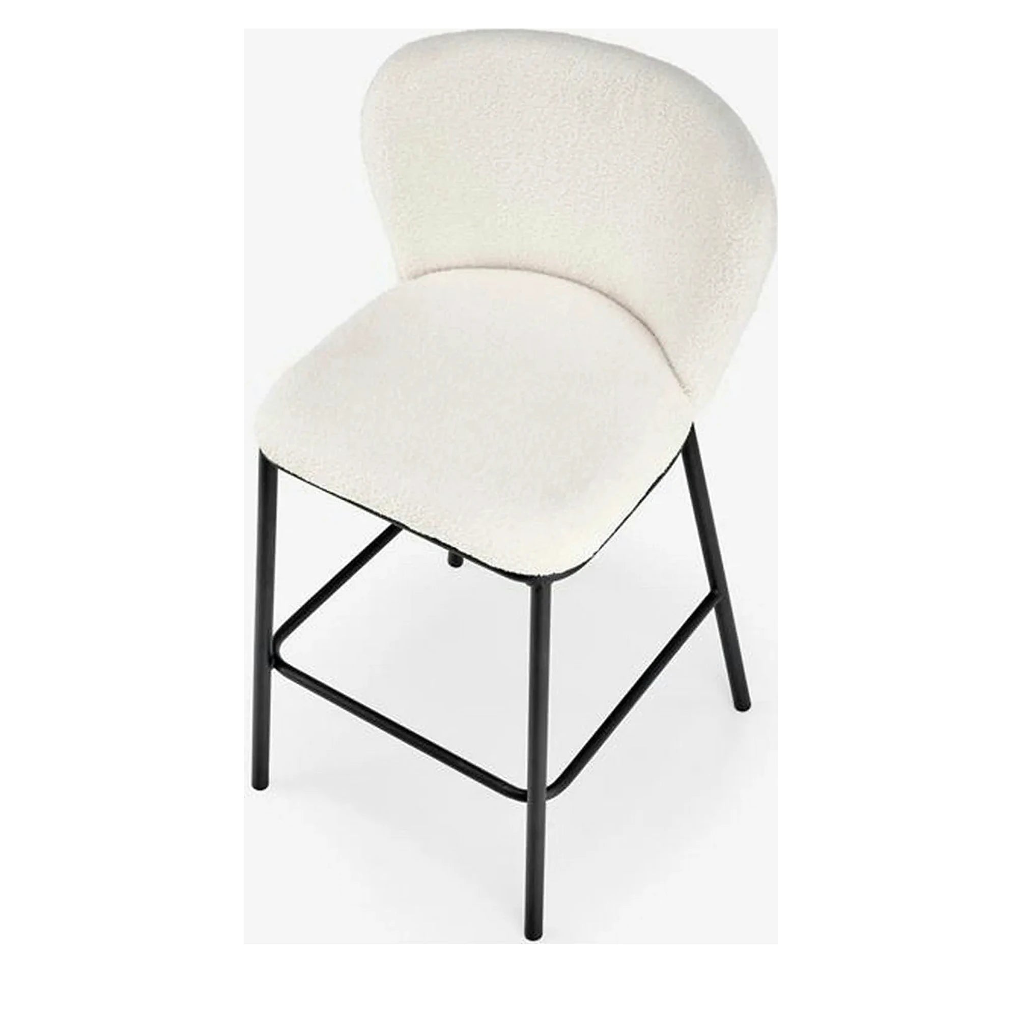 Scaun bar H119, crem/negru, stofa buclata/otel, 54x53x92 cm