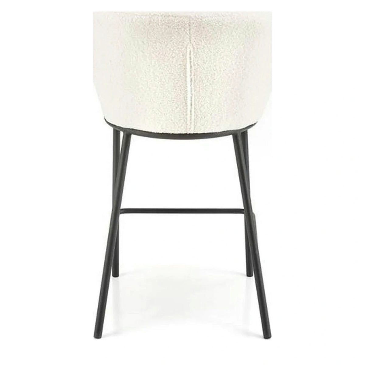 Scaun bar H119, crem/negru, stofa buclata/otel, 54x53x92 cm