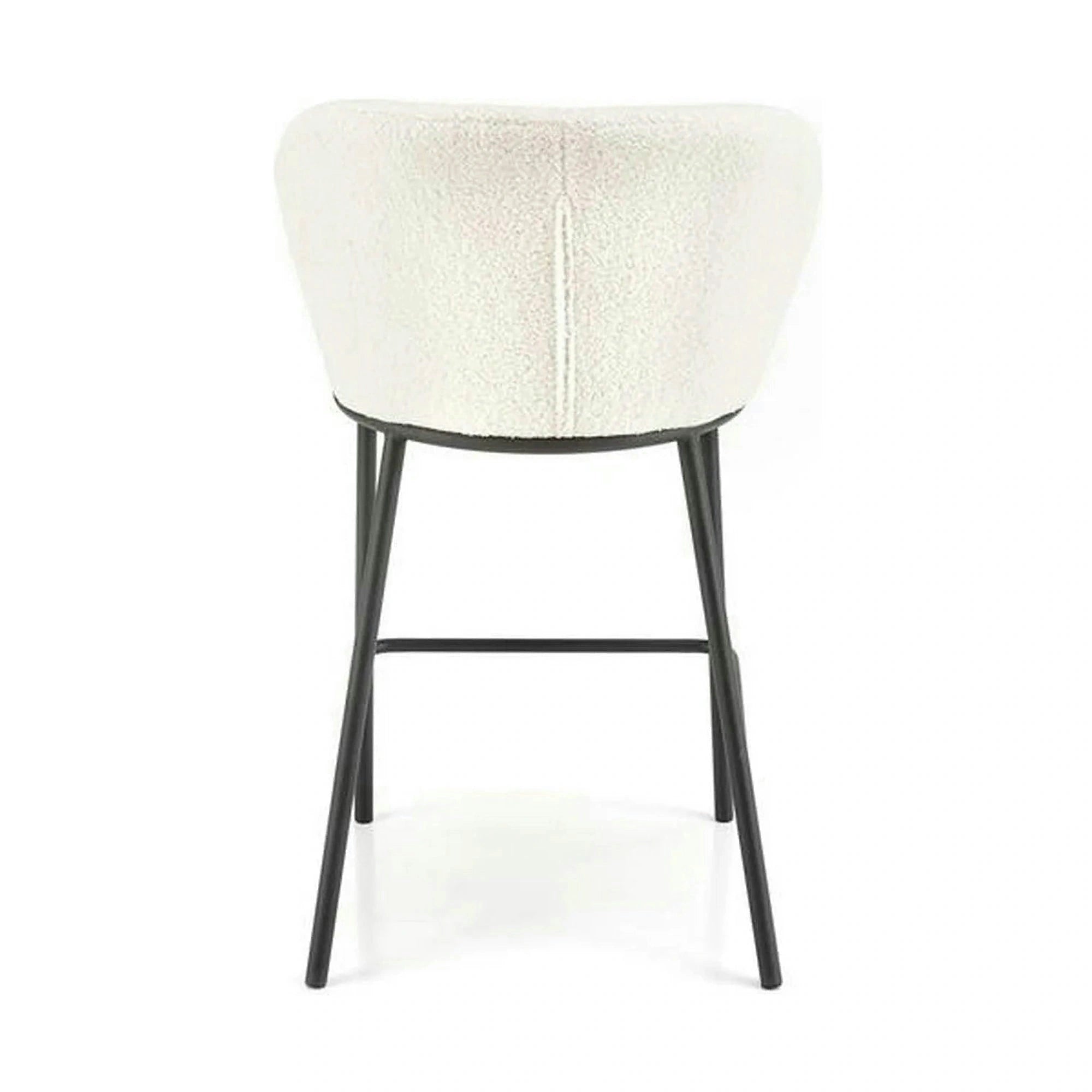 Scaun bar H119, crem/negru, stofa buclata/otel, 54x53x92 cm
