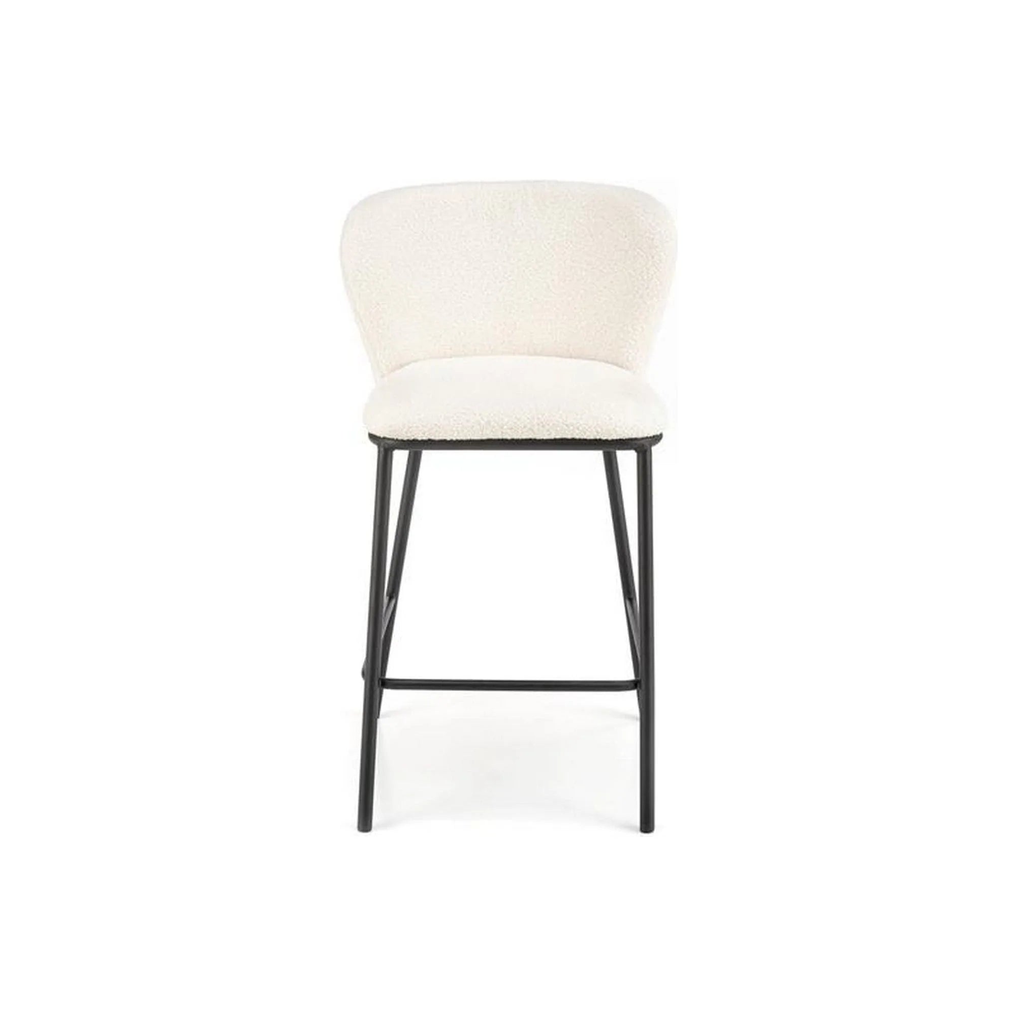 Scaun bar H119, crem/negru, stofa buclata/otel, 54x53x92 cm