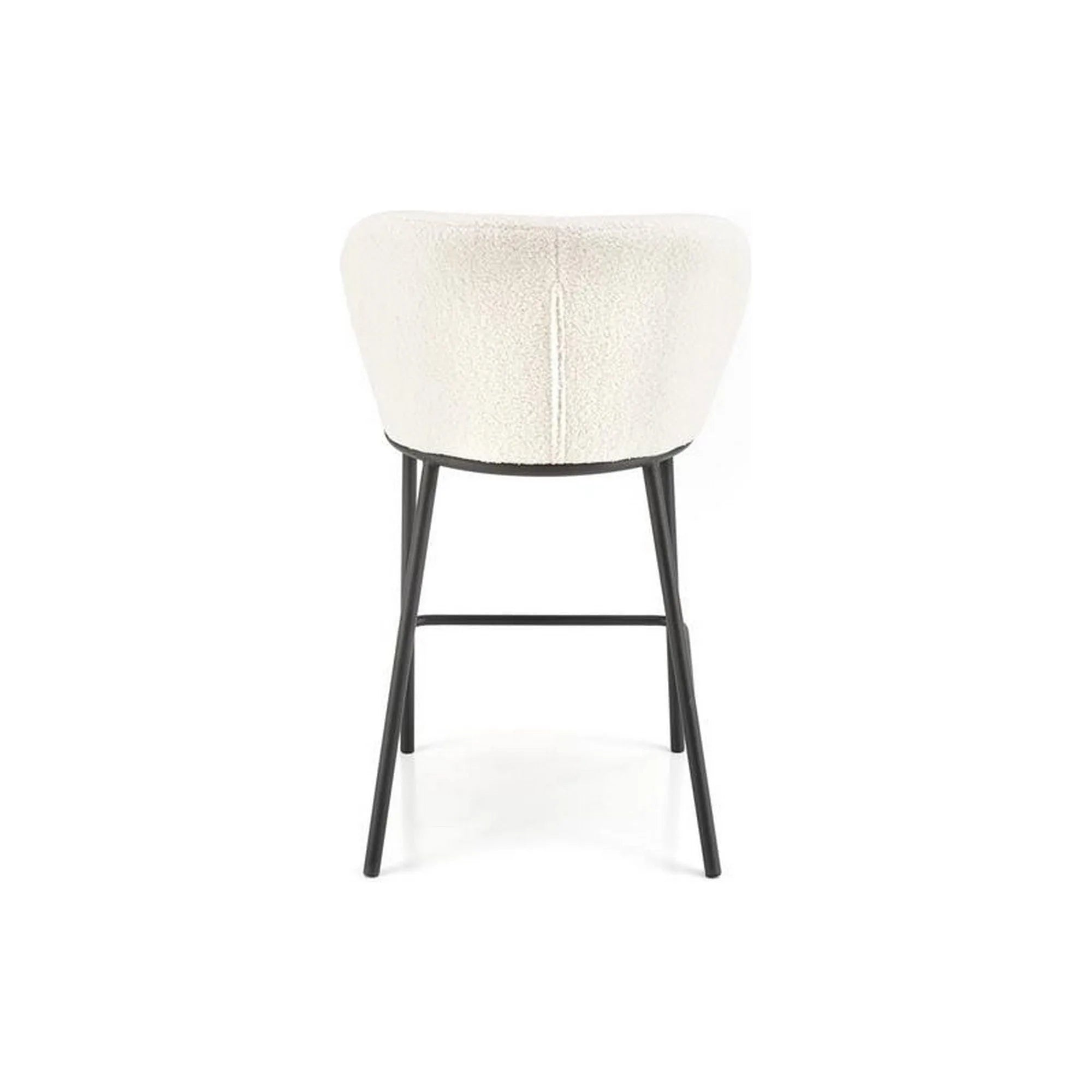 Scaun bar H119, crem/negru, stofa buclata/otel, 54x53x92 cm