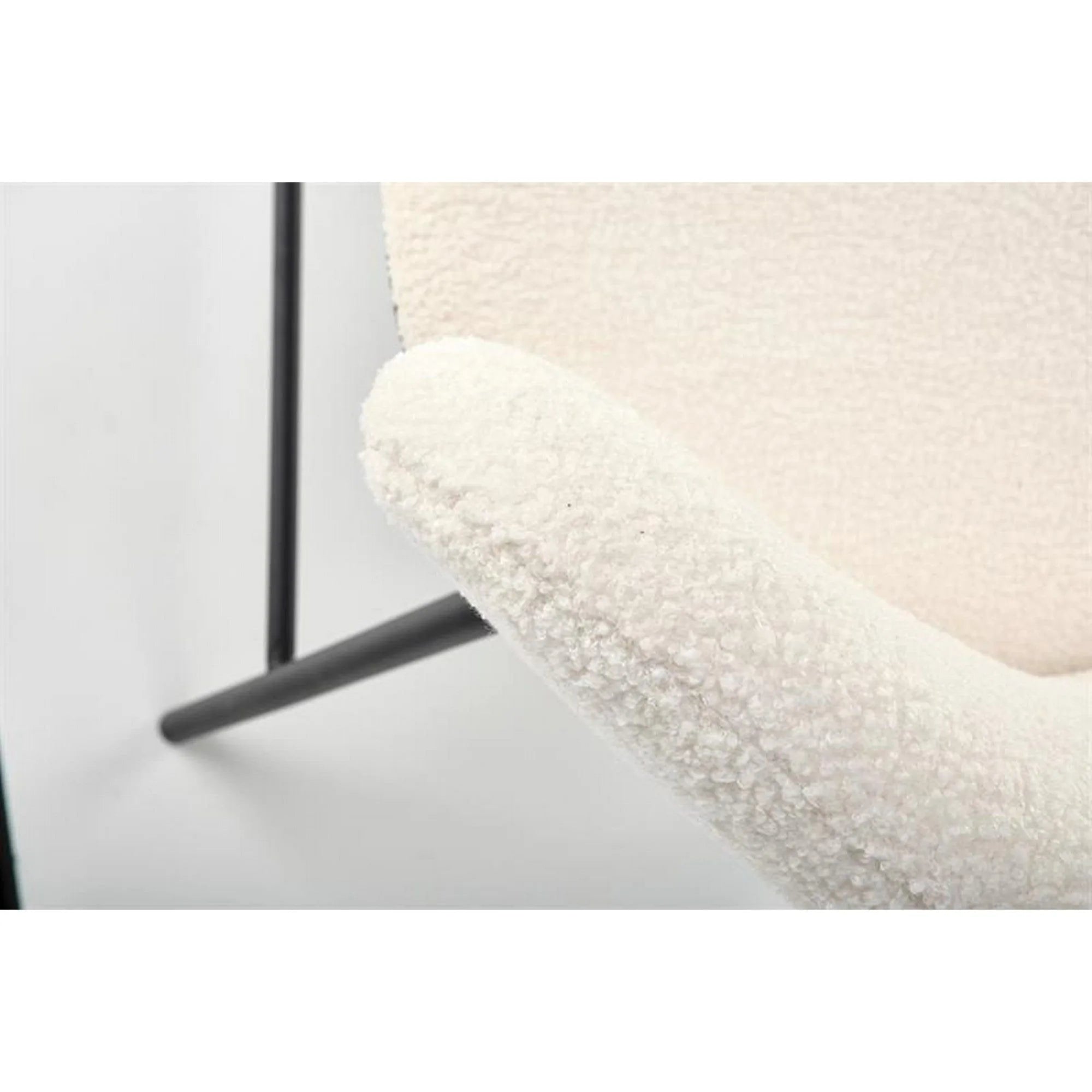 Scaun bar H119, crem/negru, stofa buclata/otel, 54x53x92 cm