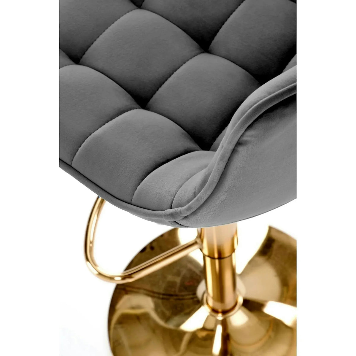 Scaun bar H120, gri/auriu, stofa catifelata/metal, 43x44x84/106 cm