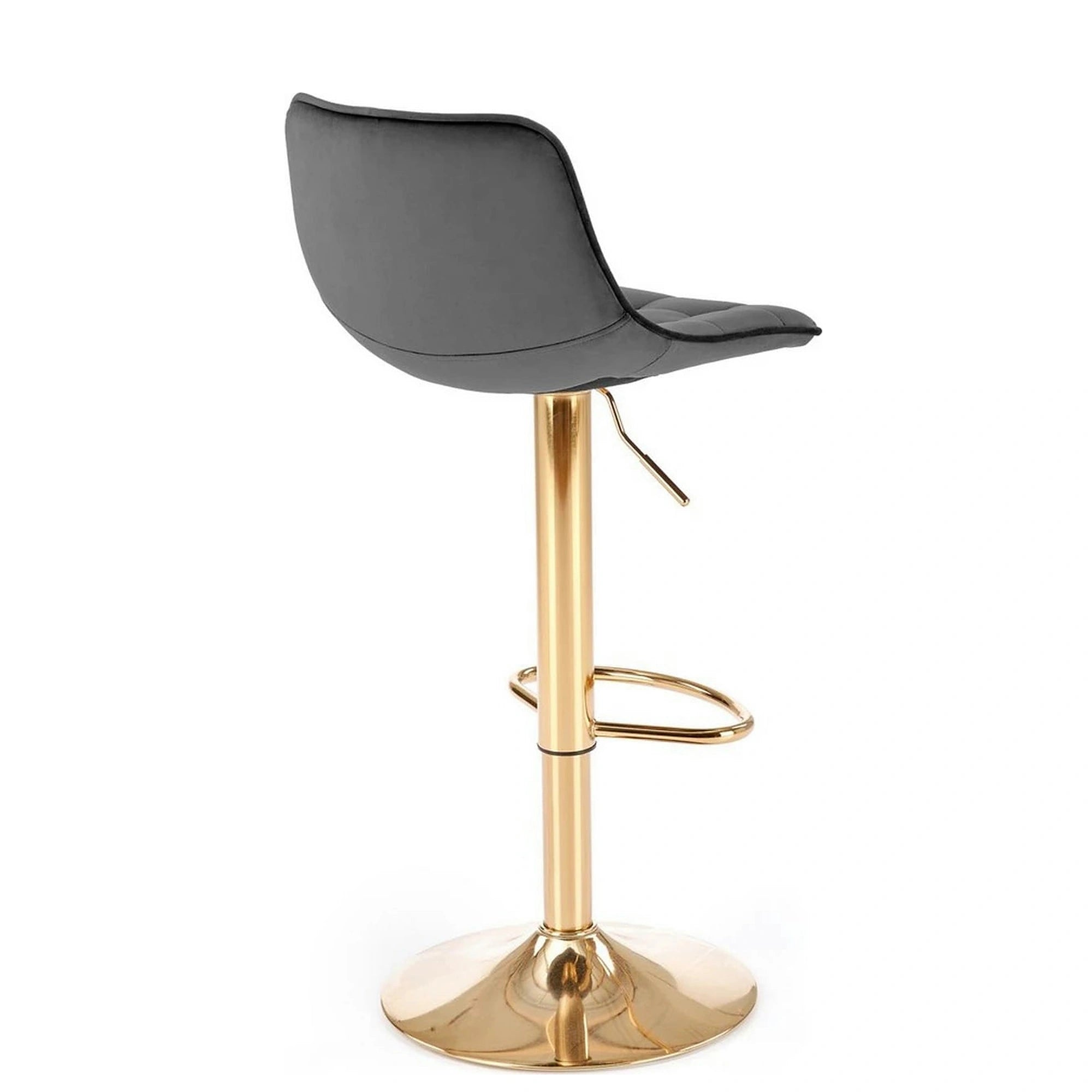 Scaun bar H120, gri/auriu, stofa catifelata/metal, 43x44x84/106 cm