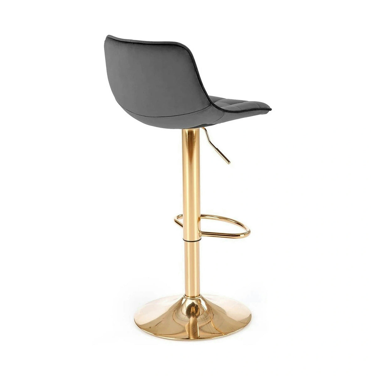 Scaun bar H120, gri/auriu, stofa catifelata/metal, 43x44x84/106 cm