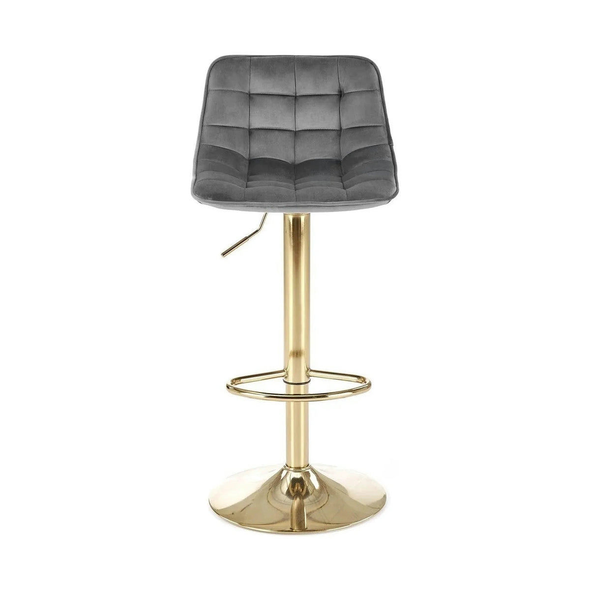 Scaun bar H120, gri/auriu, stofa catifelata/metal, 43x44x84/106 cm