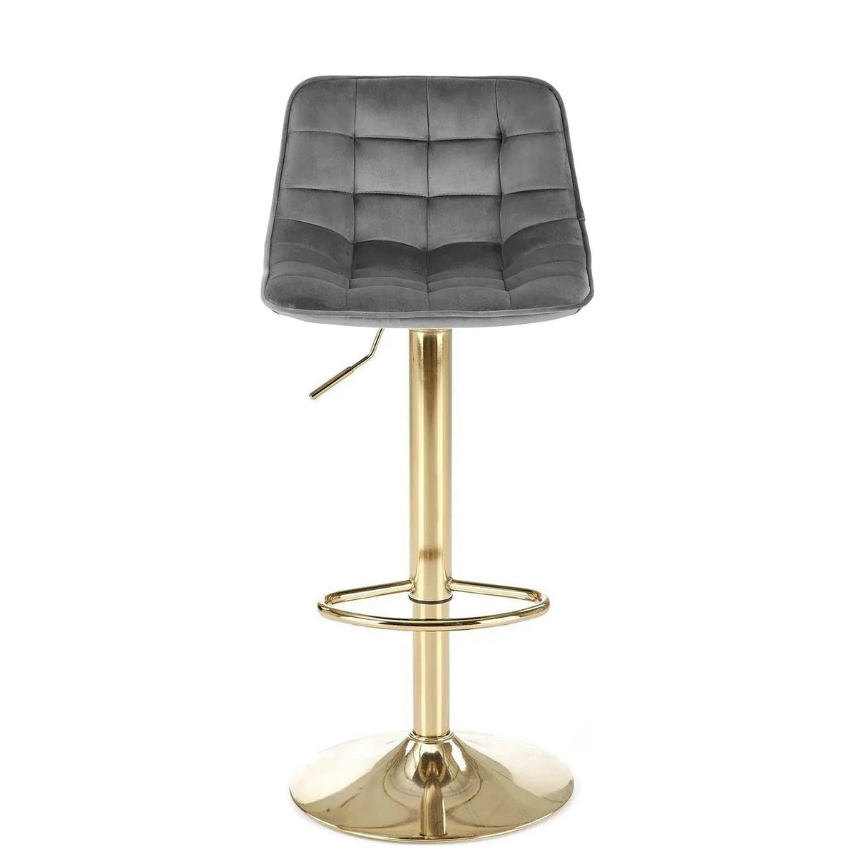 Scaun bar H120, gri/auriu, stofa catifelata/metal, 43x44x84/106 cm