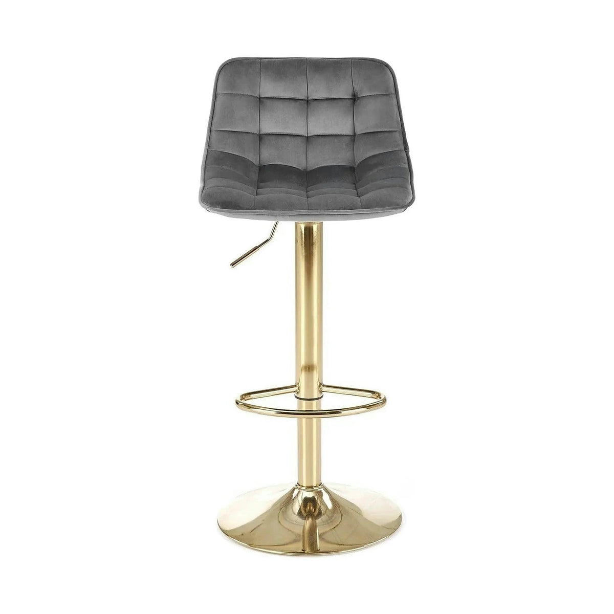 Scaun bar H120, gri/auriu, stofa catifelata/metal, 43x44x84/106 cm
