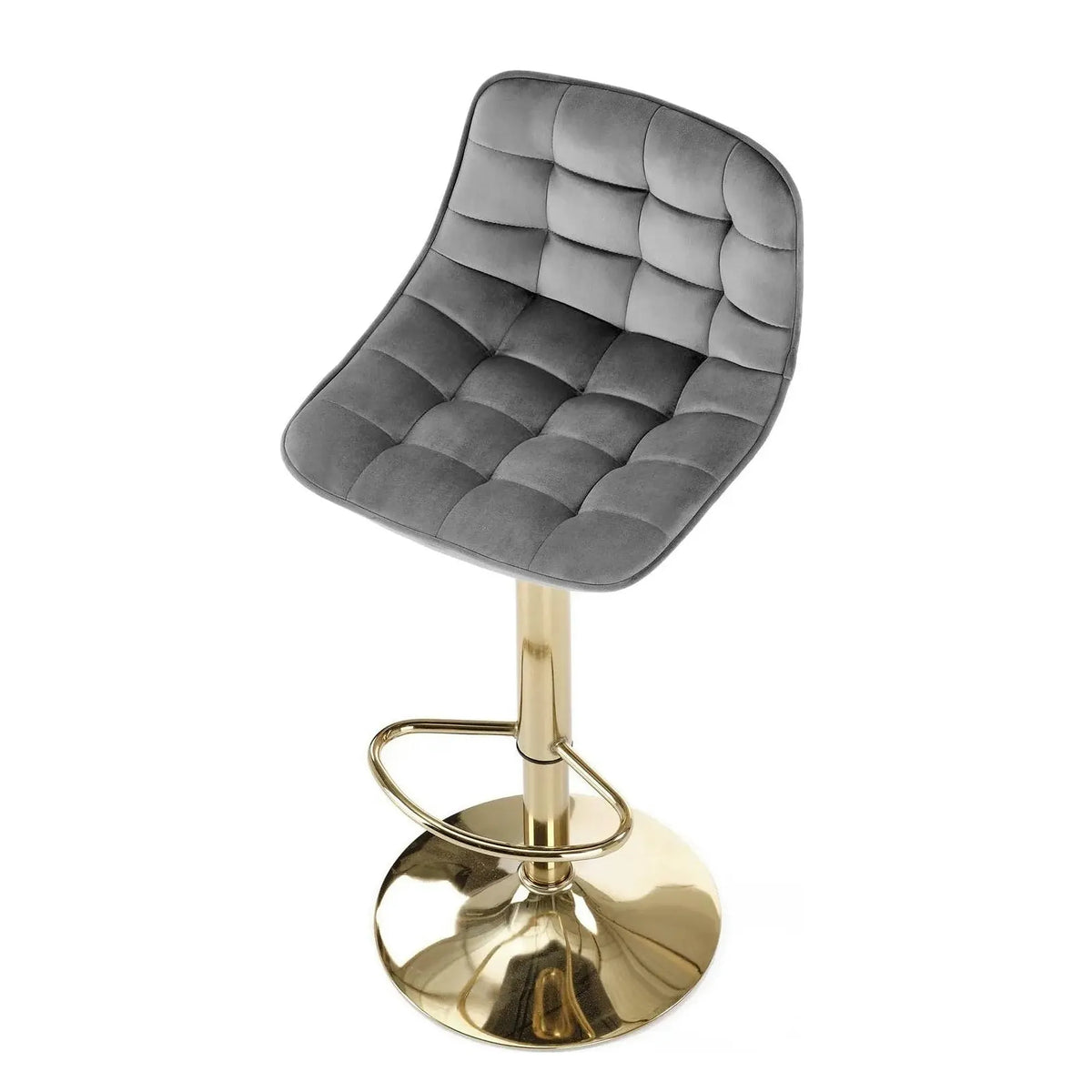 Scaun bar H120, gri/auriu, stofa catifelata/metal, 43x44x84/106 cm