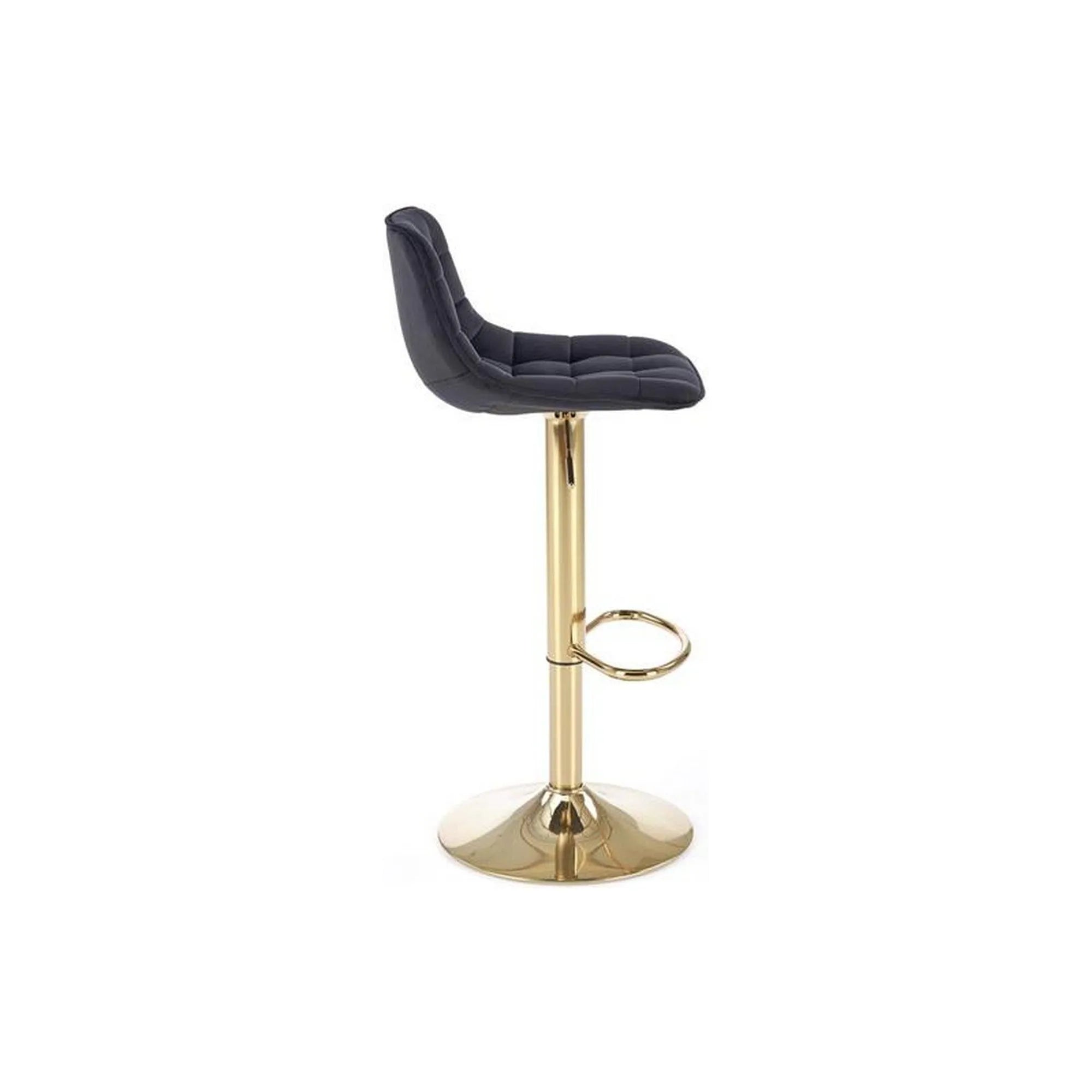 Scaun bar H120, negru/auriu, stofa catifelata/otel, 43x44x84/106 cm