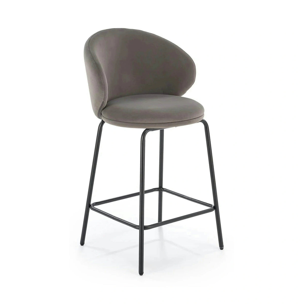 Scaun bar H121, gri - Mavel 14/negru, stofa catifelata/metal, 51x50x92 cm