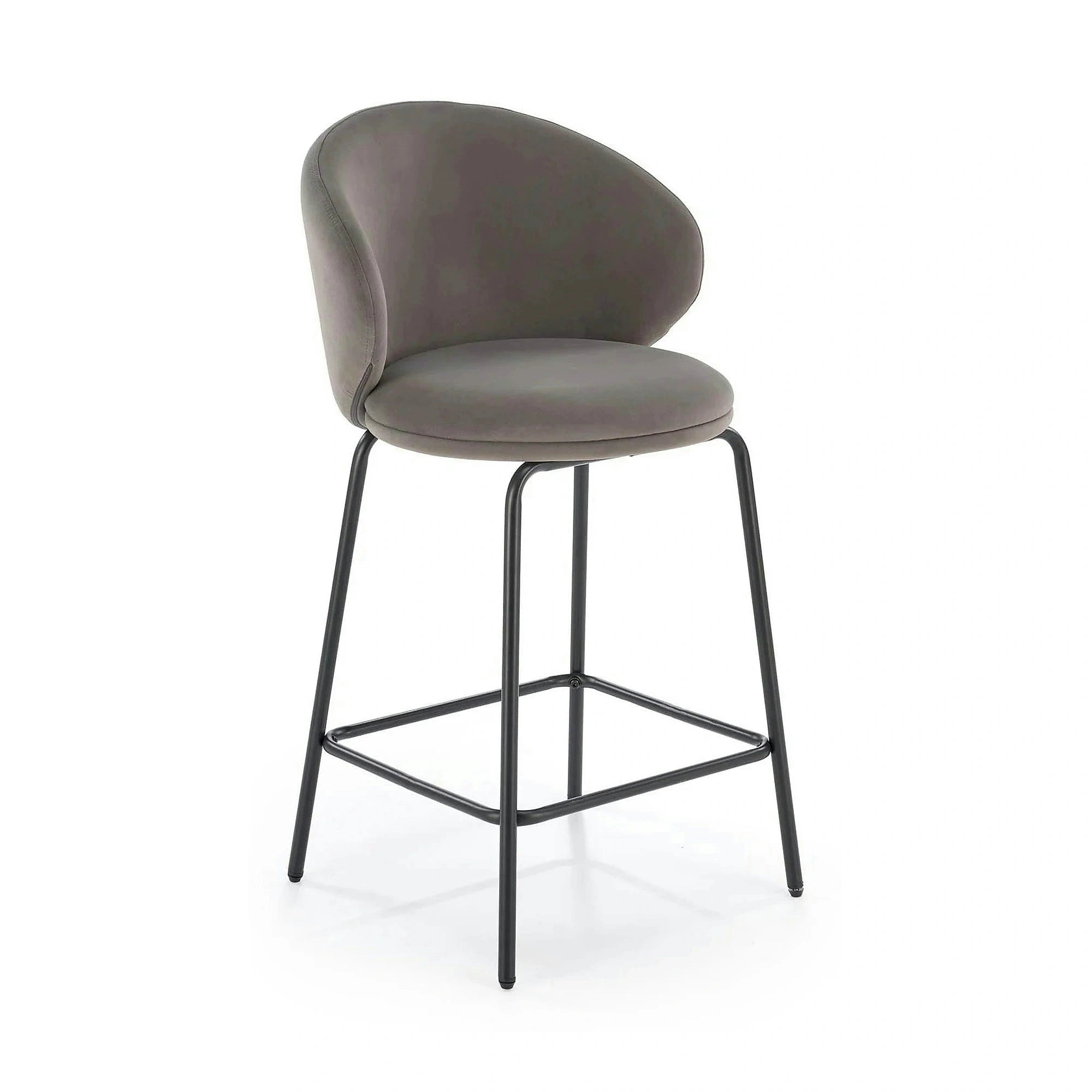 Scaun bar H121, gri - Mavel 14/negru, stofa catifelata/metal, 51x50x92 cm