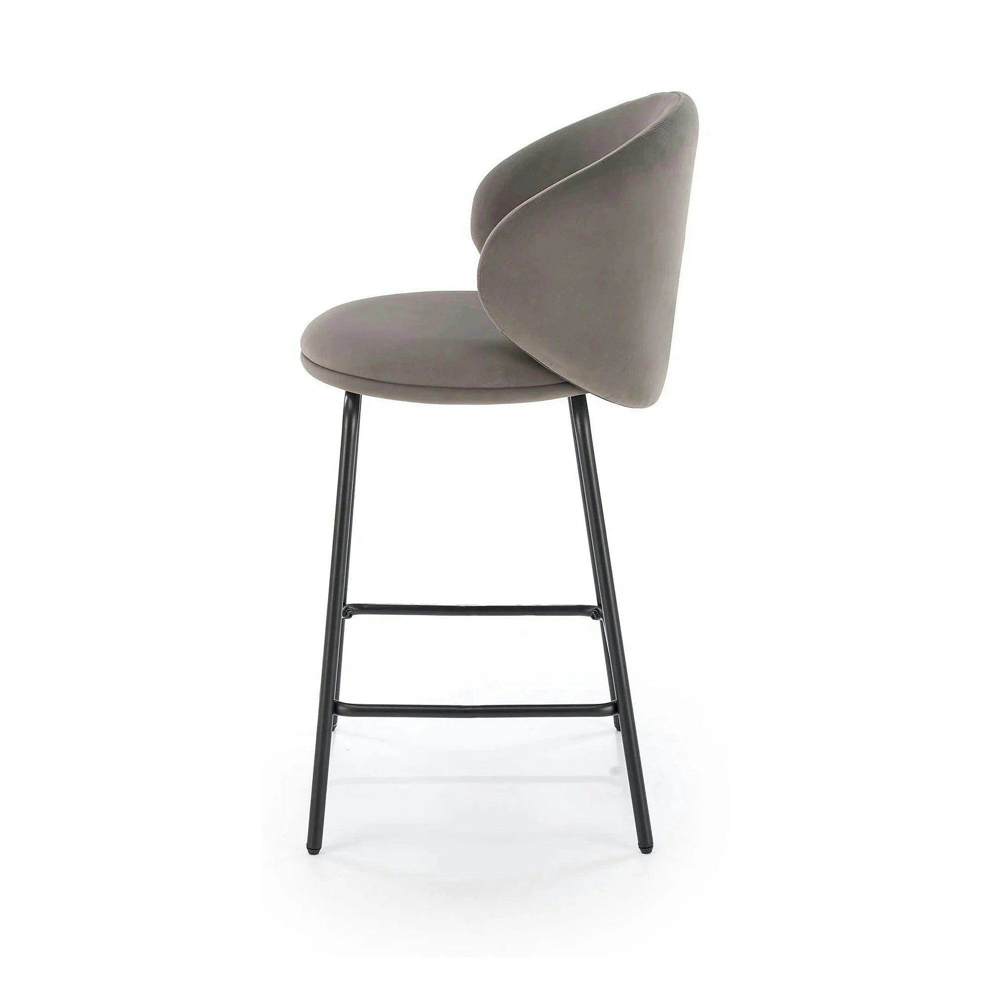 Scaun bar H121, gri - Mavel 14/negru, stofa catifelata/metal, 51x50x92 cm