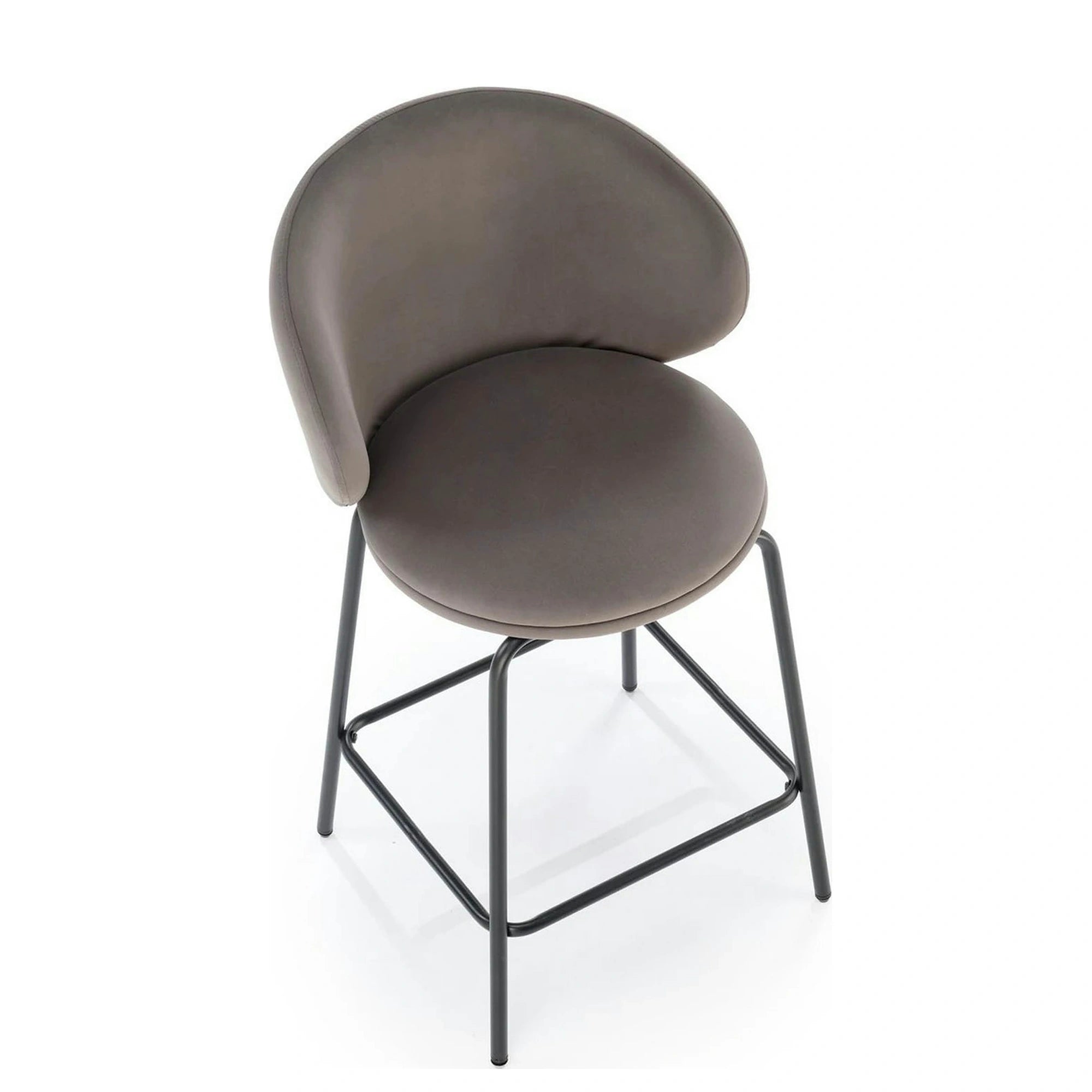 Scaun bar H121, gri - Mavel 14/negru, stofa catifelata/metal, 51x50x92 cm