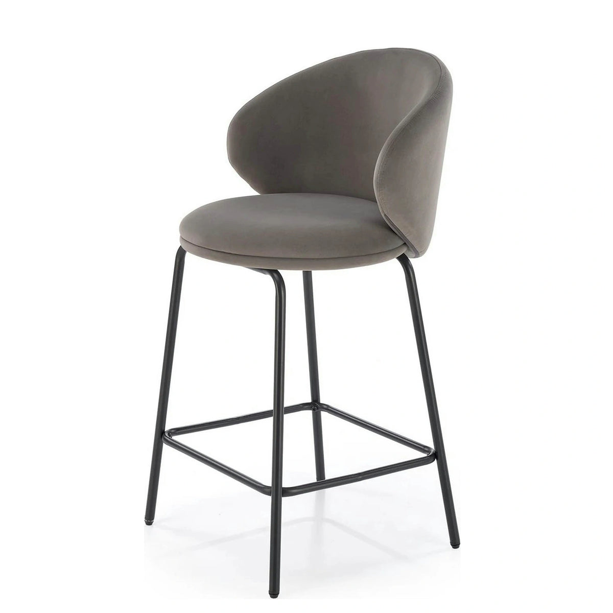 Scaun bar H121, gri - Mavel 14/negru, stofa catifelata/metal, 51x50x92 cm