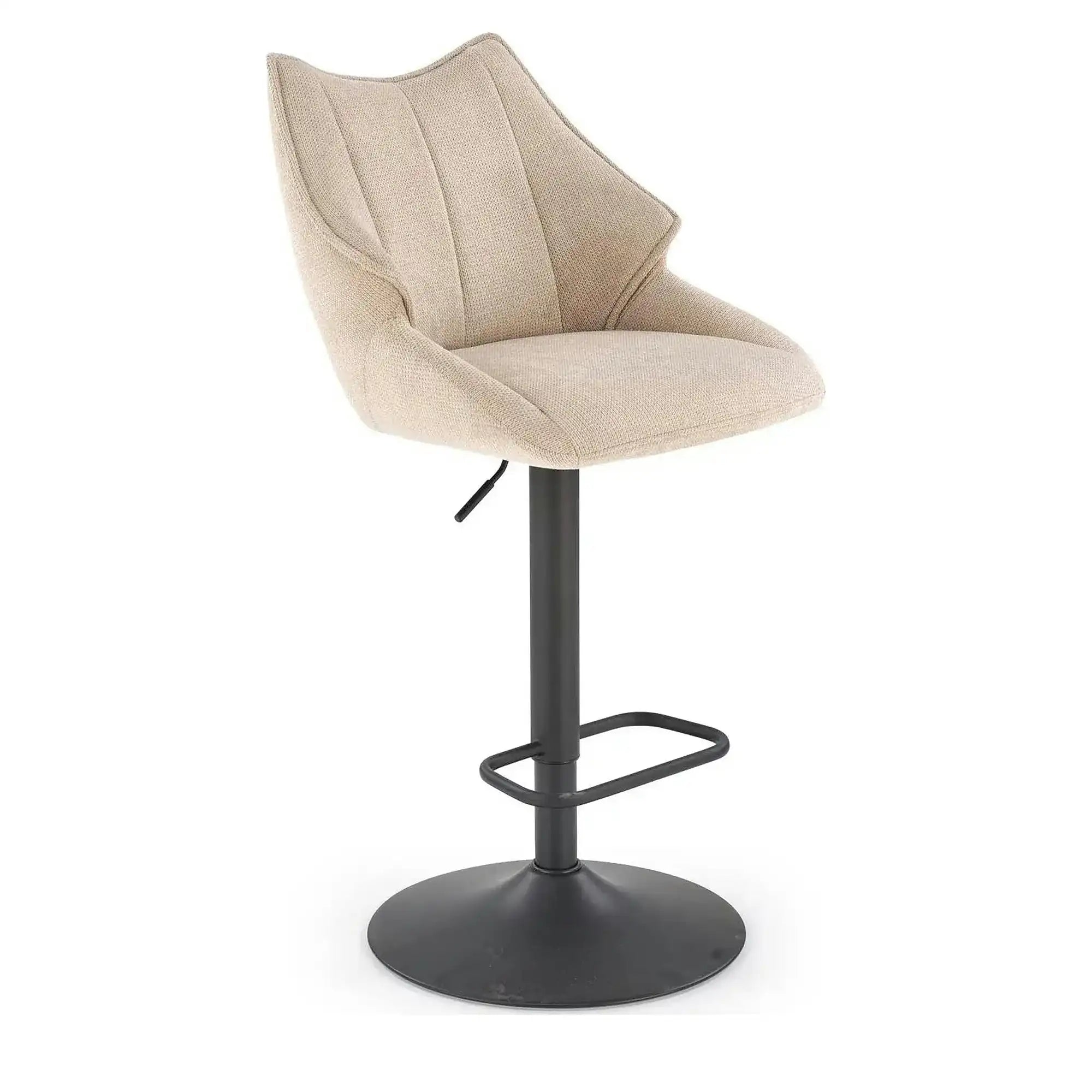 Scaun bar H122, bej/negru, stofa clasica/metal, 50x54x96/118 cm