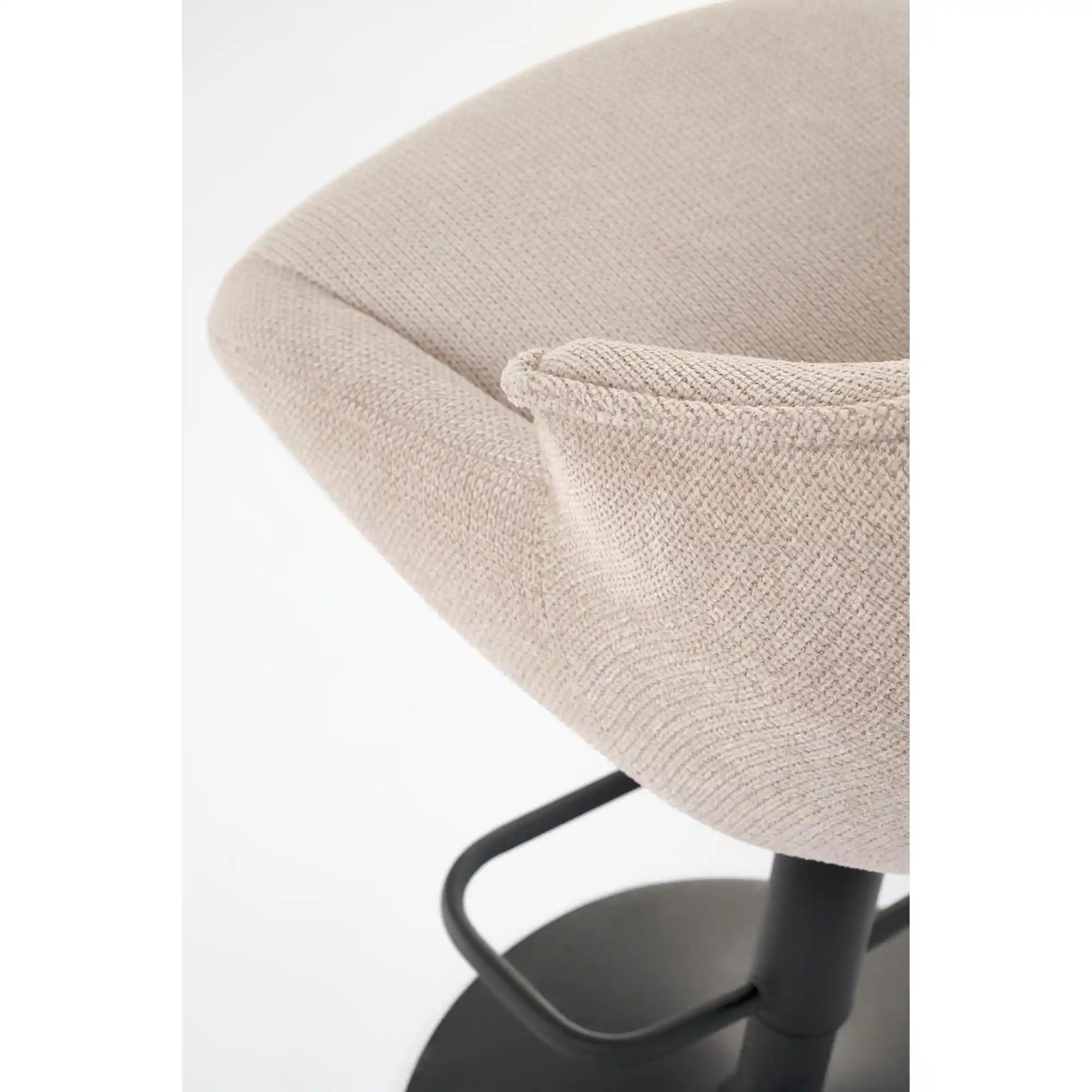 Scaun bar H122, bej/negru, stofa clasica/metal, 50x54x96/118 cm