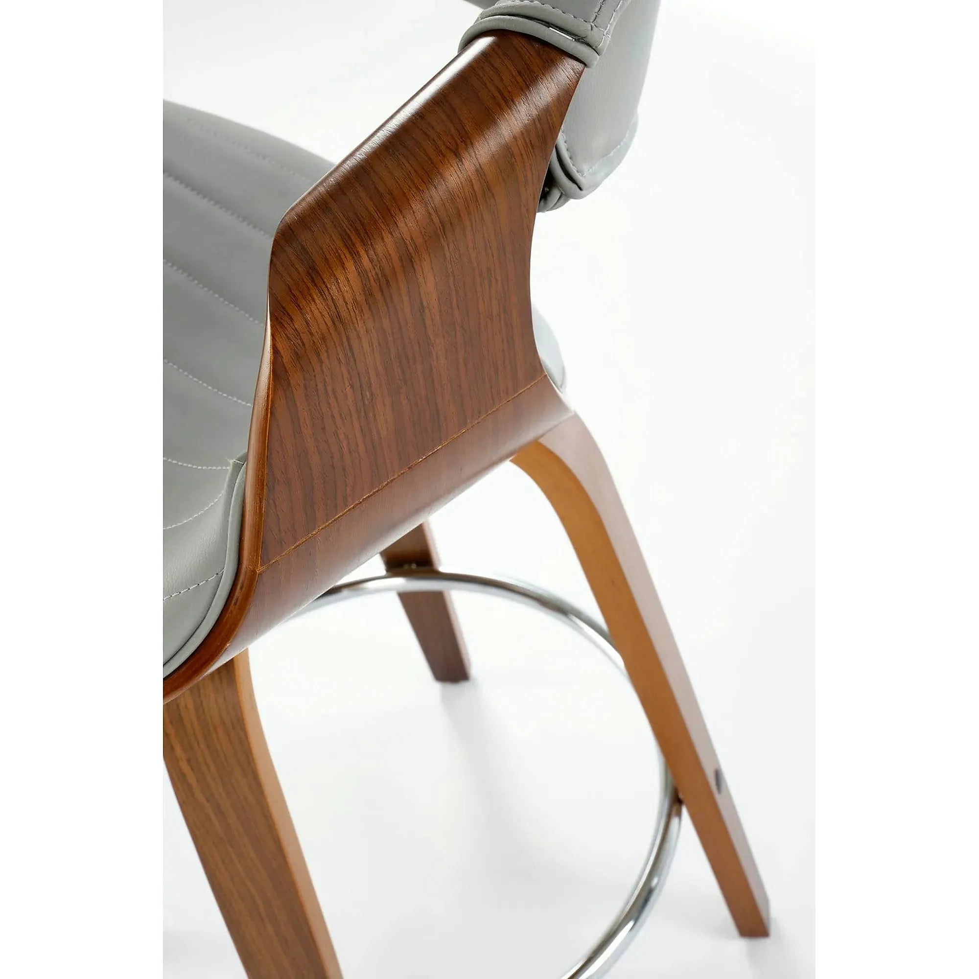 Scaun bar H123, gri/nuc, piele ecologica/placaj/metal, 55x51x91 cm