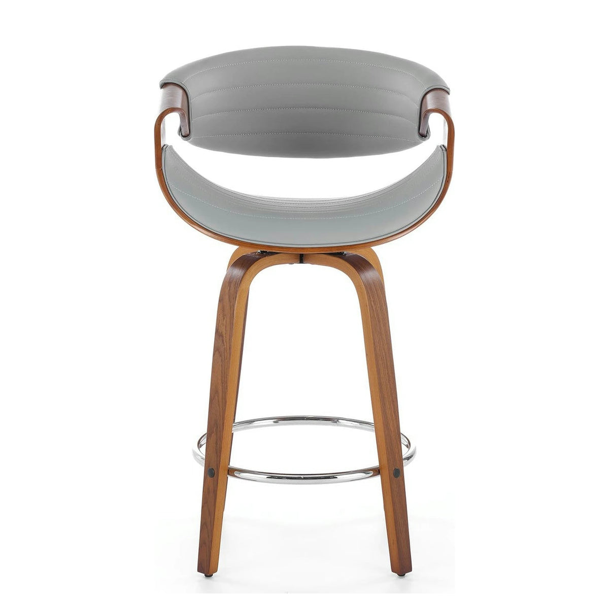 Scaun bar H123, gri/nuc, piele ecologica/placaj/metal, 55x51x91 cm