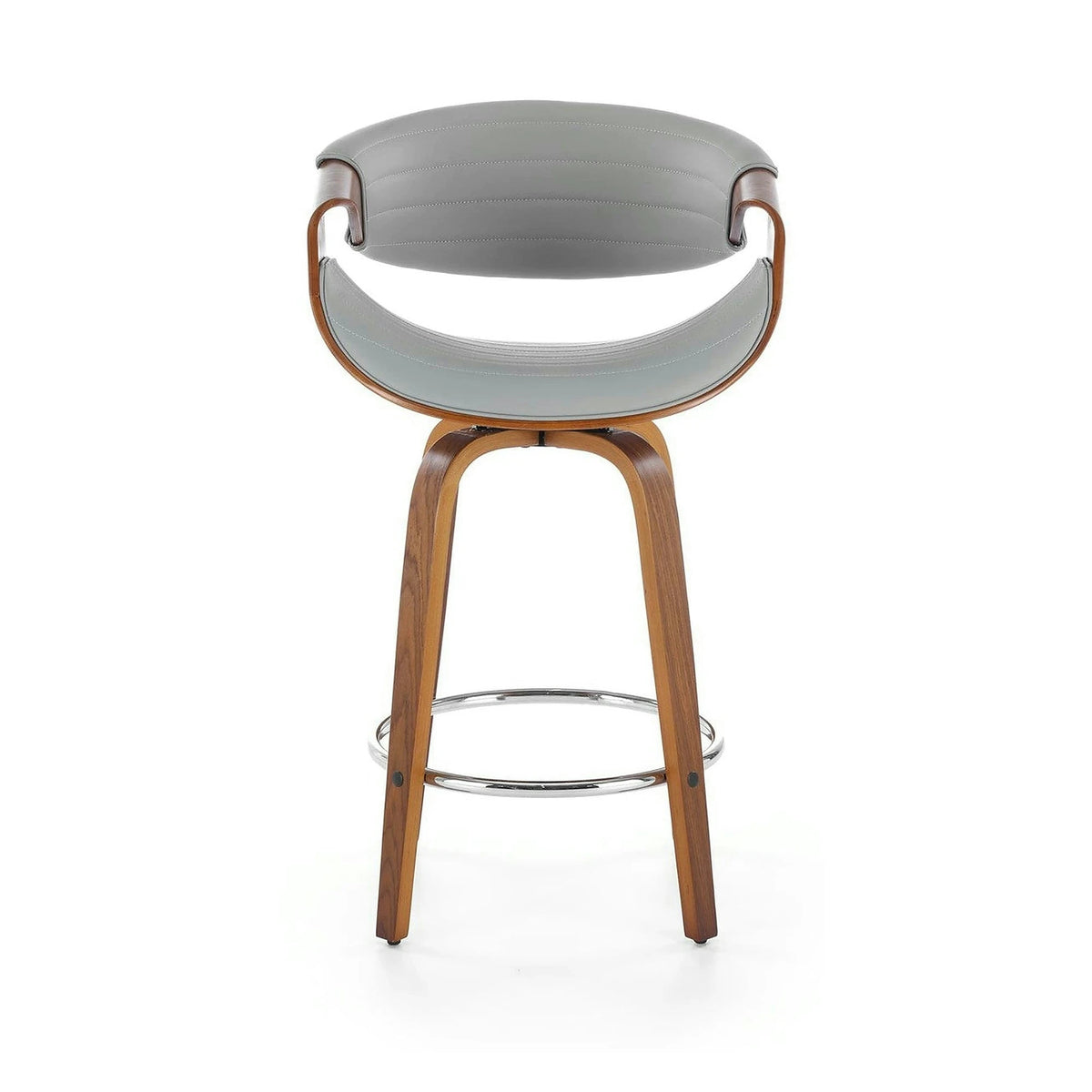 Scaun bar H123, gri/nuc, piele ecologica/placaj/metal, 55x51x91 cm