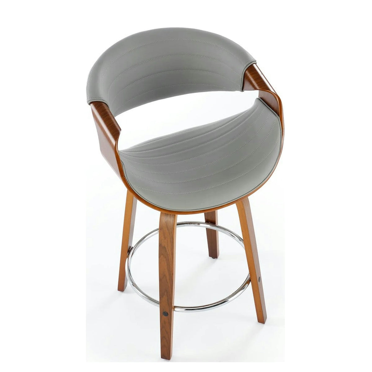 Scaun bar H123, gri/nuc, piele ecologica/placaj/metal, 55x51x91 cm