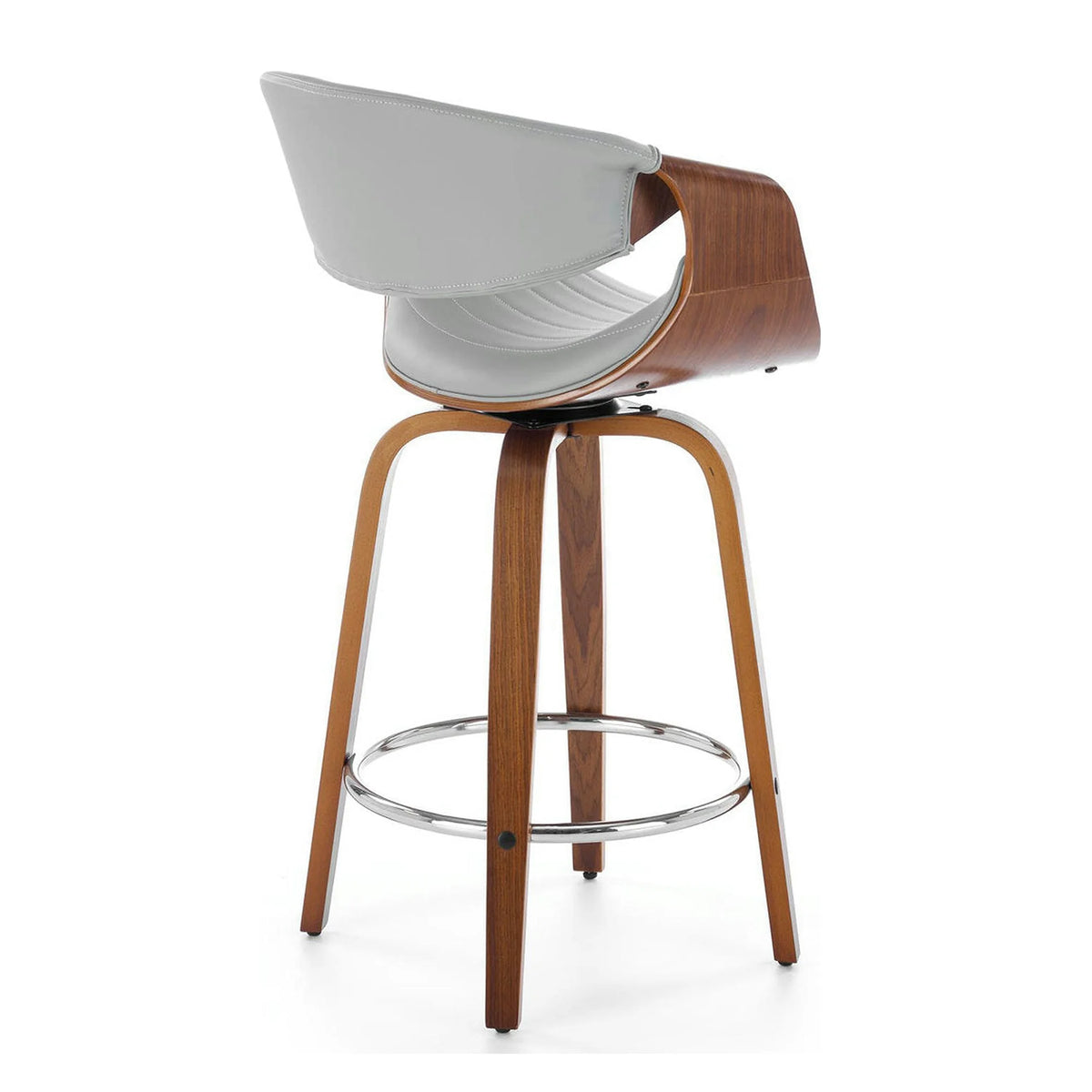 Scaun bar H123, gri/nuc, piele ecologica/placaj/metal, 55x51x91 cm