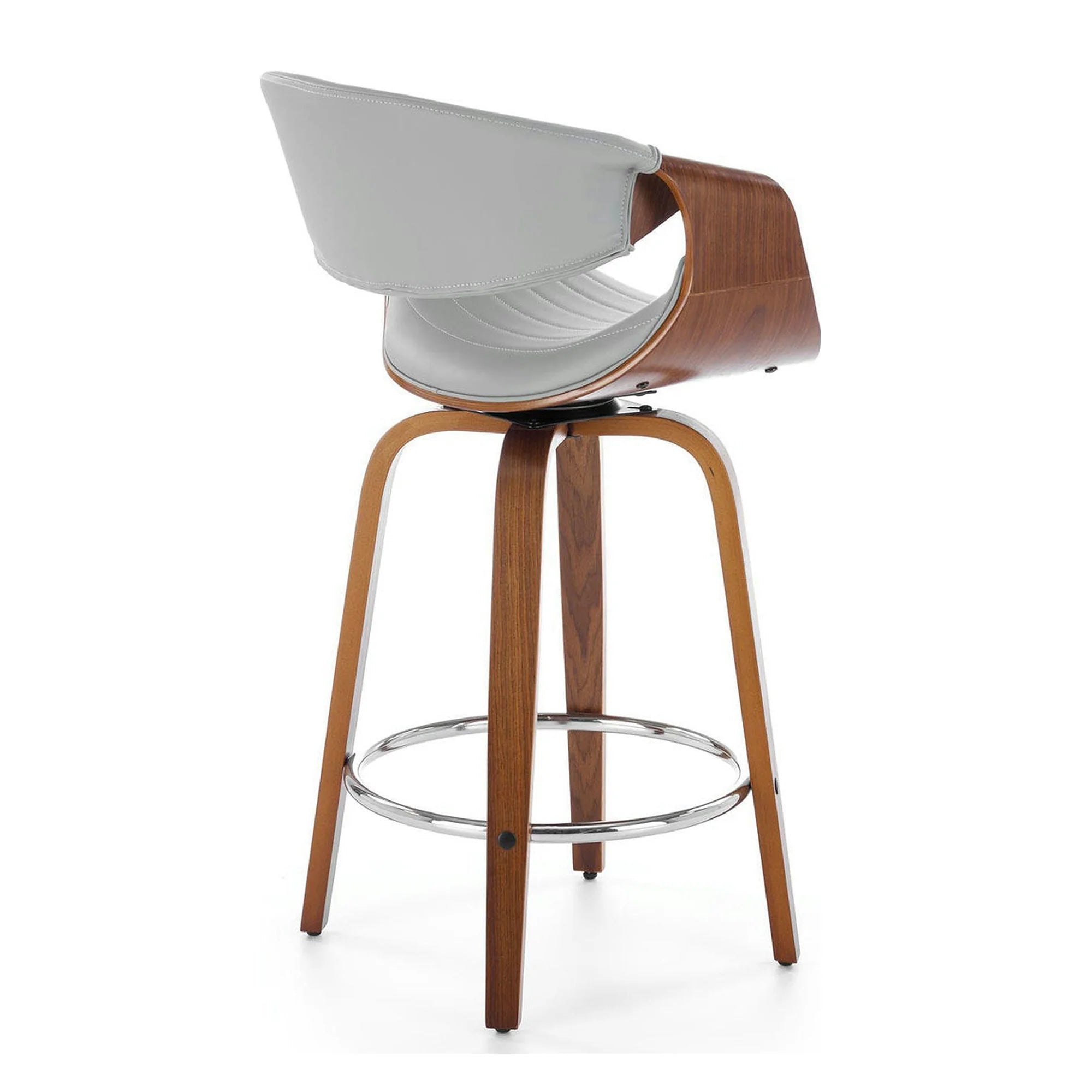 Scaun bar H123, gri/nuc, piele ecologica/placaj/metal, 55x51x91 cm