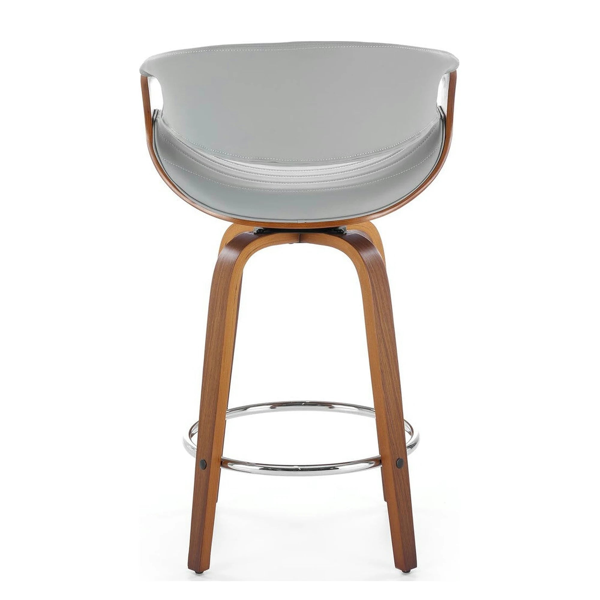Scaun bar H123, gri/nuc, piele ecologica/placaj/metal, 55x51x91 cm