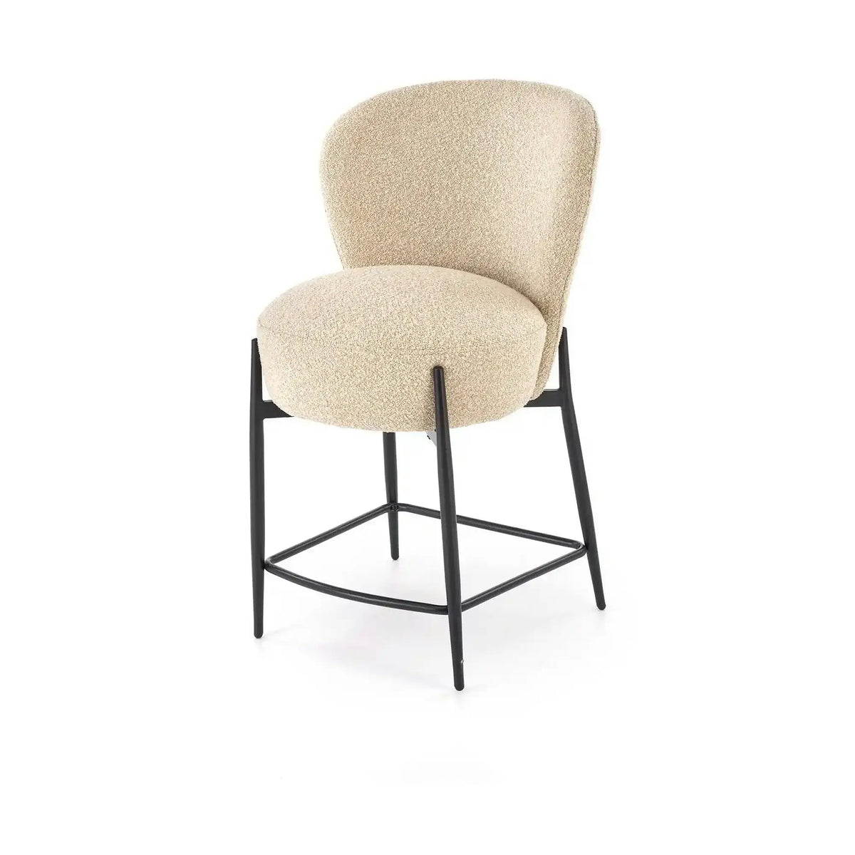 Scaun bar H126, bej/negru, stofa/metal, 57x61x95 cm