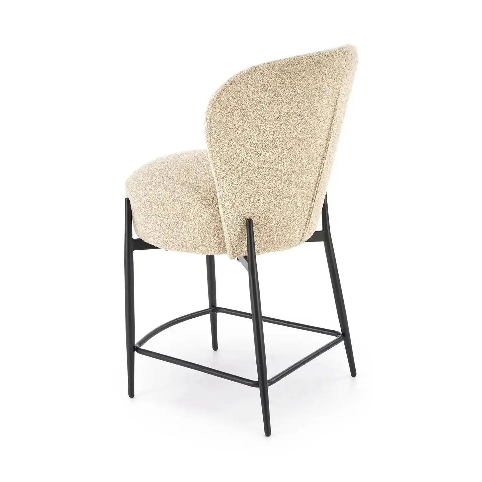 Scaun bar H126, bej/negru, stofa/metal, 57x61x95 cm