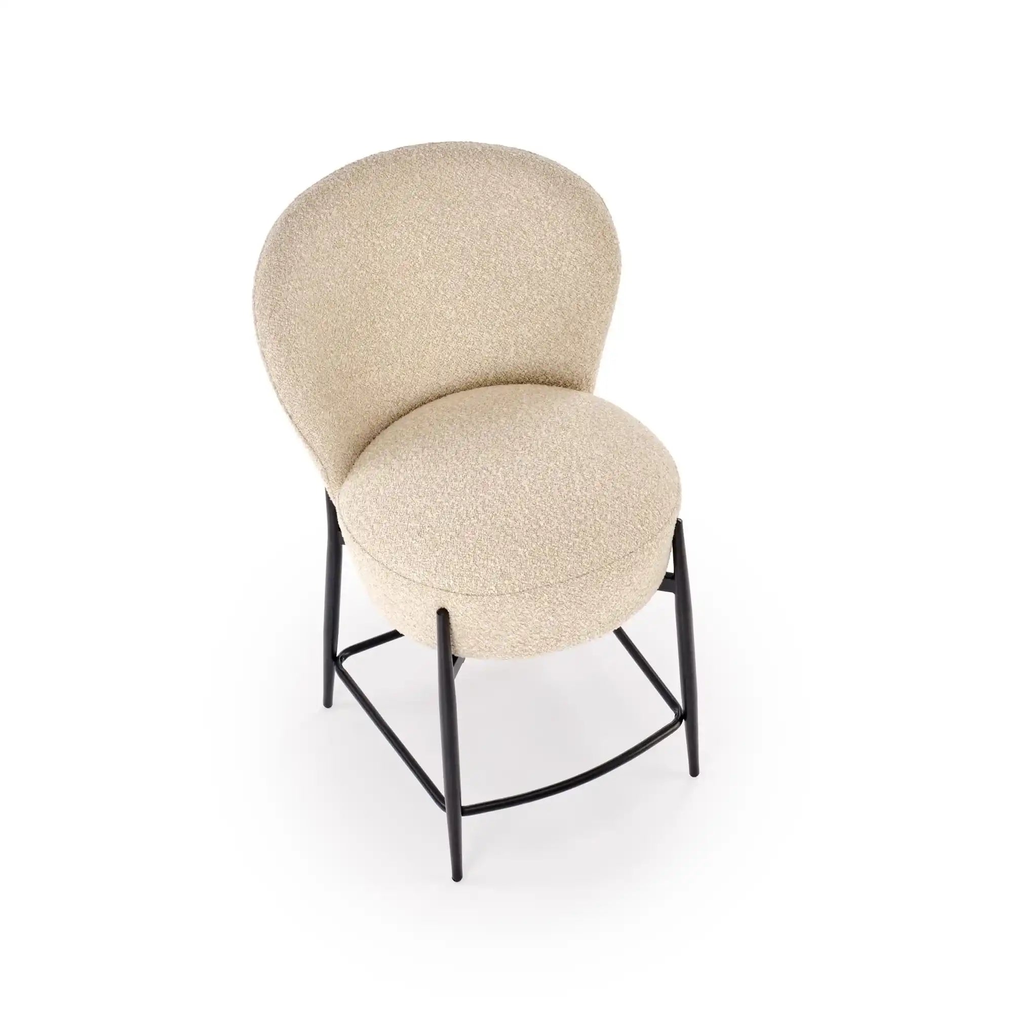 Scaun bar H126, bej/negru, stofa/metal, 57x61x95 cm