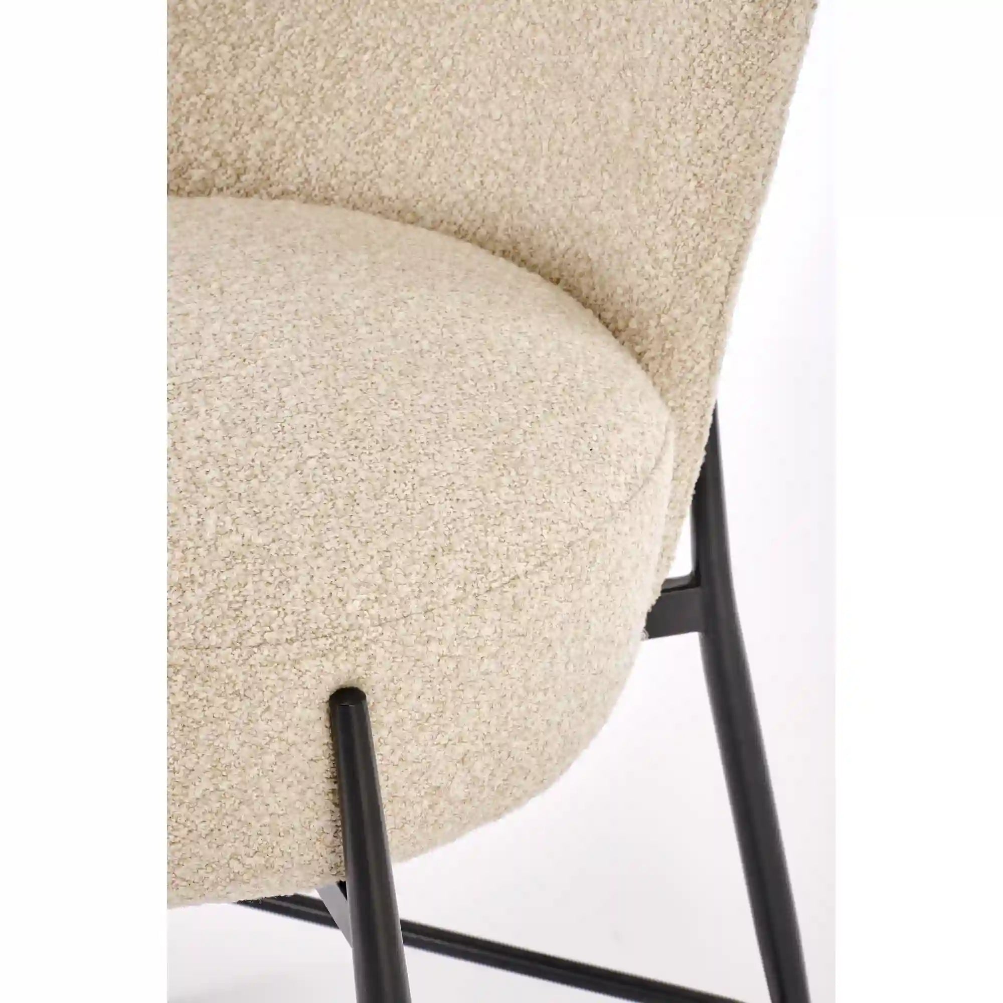 Scaun bar H126, bej/negru, stofa/metal, 57x61x95 cm